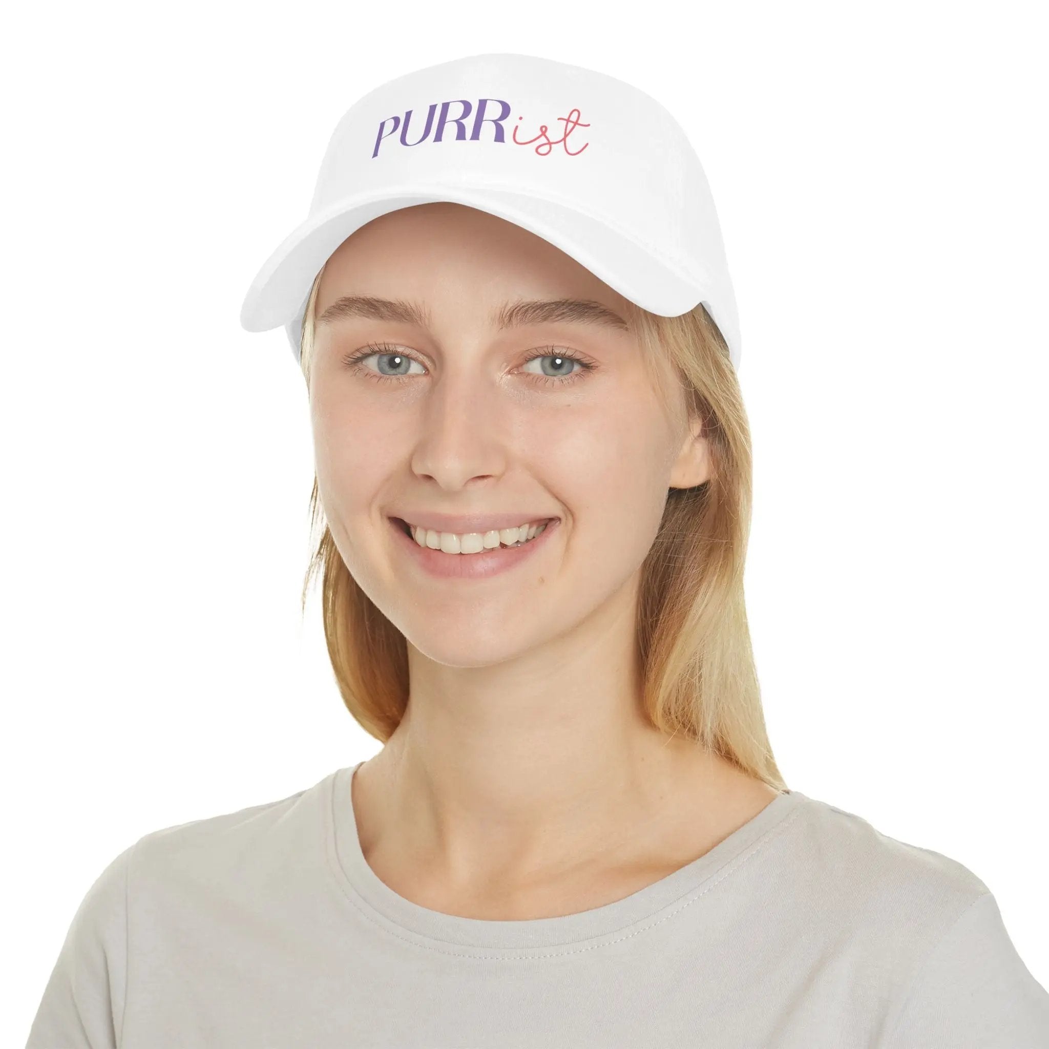 Cute 'PURRist' Low Profile Baseball Cap for Cat Lovers - Adjustable Black Hat Printify