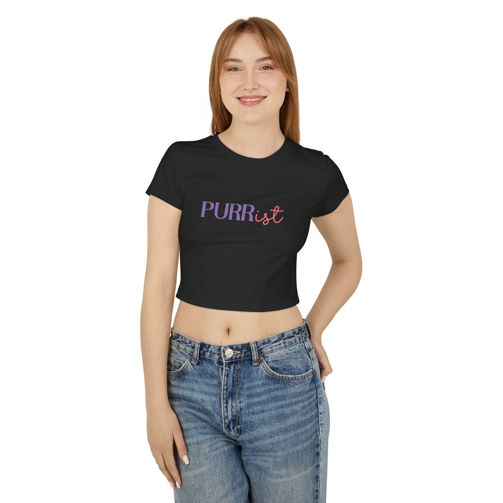 Purr-rist Women's Baby Tee – Light & Fun Cat Lover T-Shirt