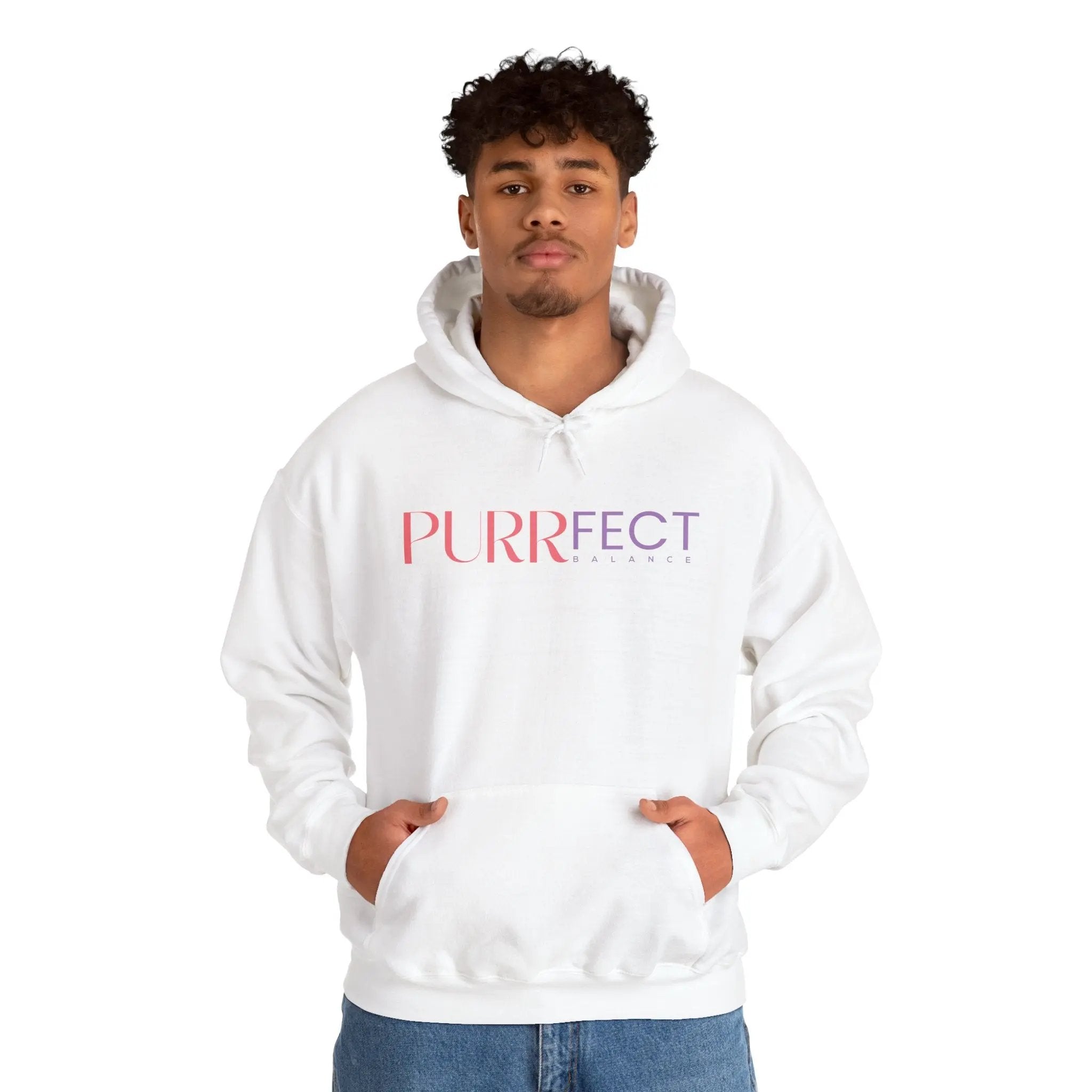 Purrfect Balance Unisex Hooded Sweatshirt - Cozy Cat Lover Apparel Printify