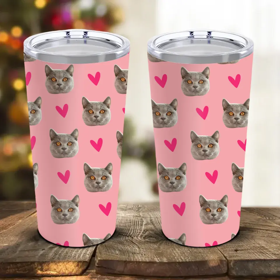 Custom Personalized Cat Photo Tumbler 20oz Printify