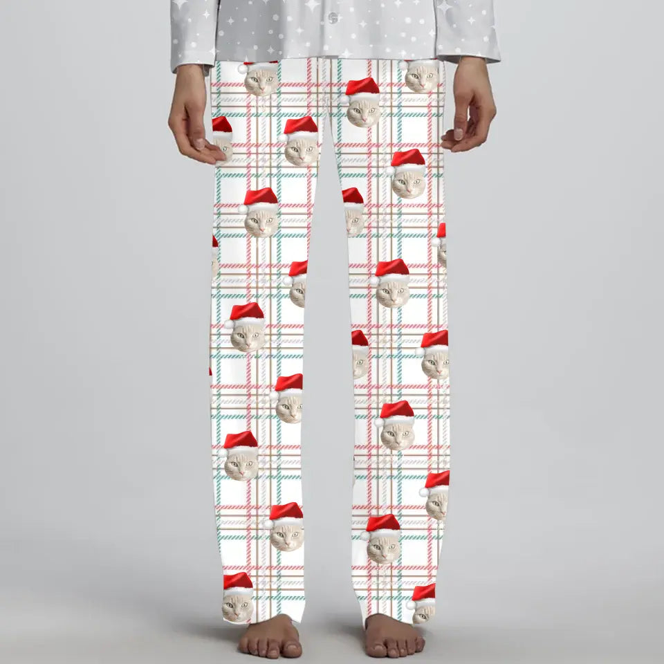 Personalized Cat Photo Women's Christmas Pajama Pants Printify