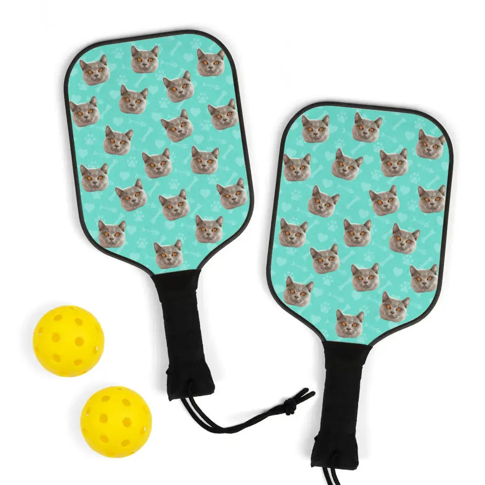 Custom Personalized Photo Cat Pickleball Kit Printify