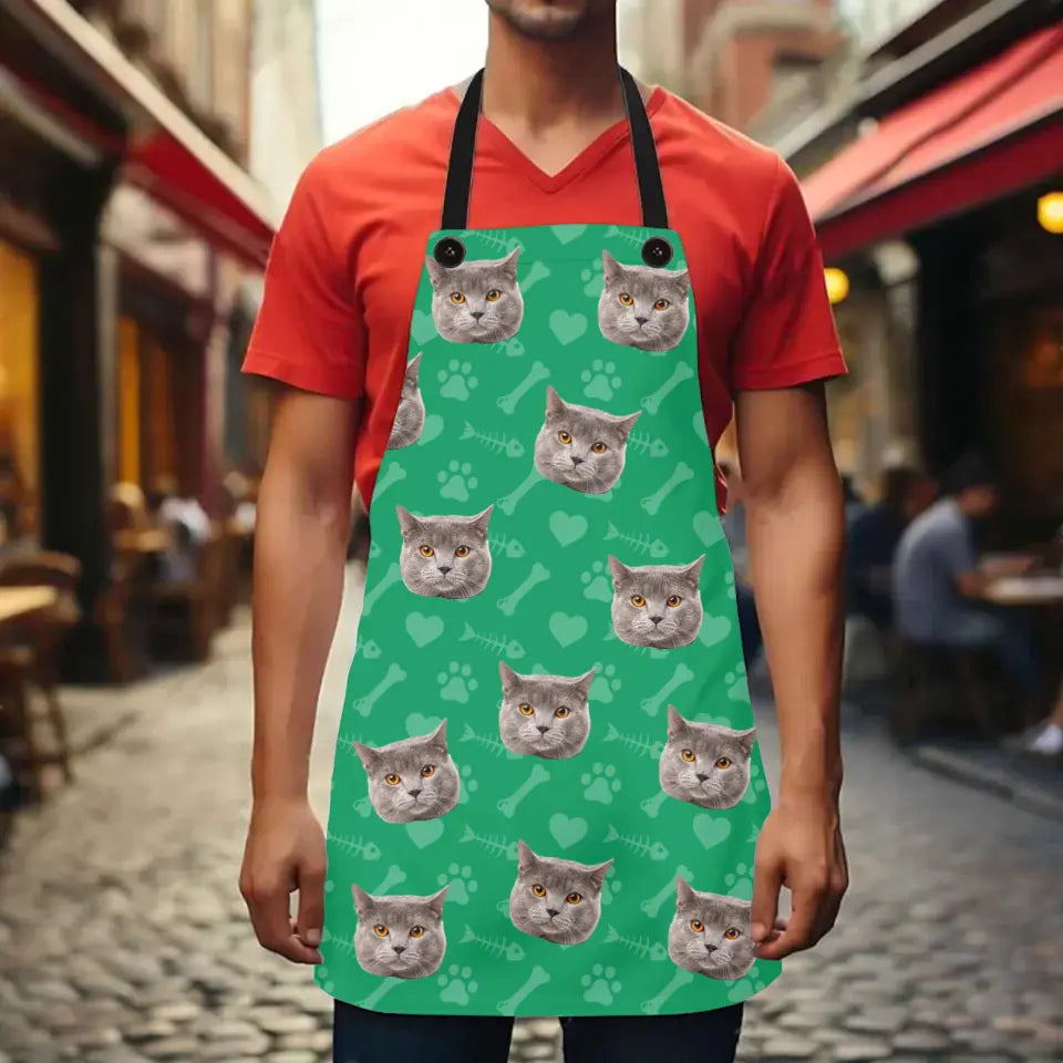 Custom Personalized Cat Photo Apron Printify