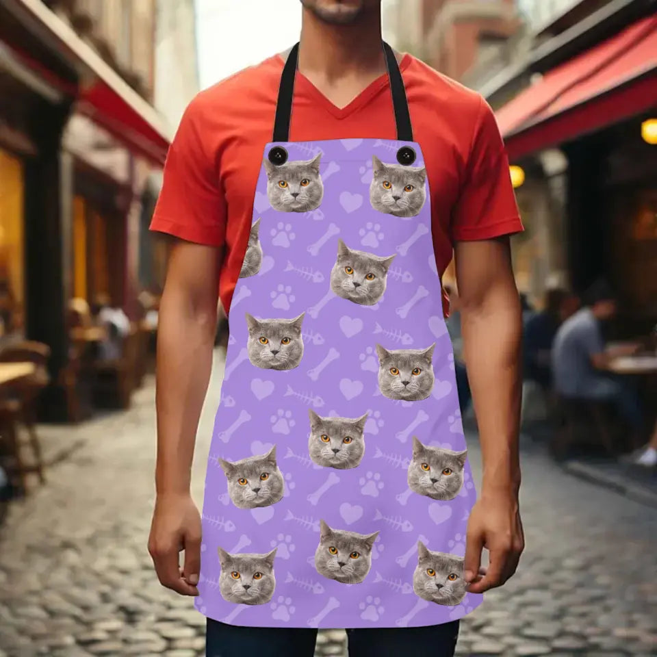 Custom Personalized Cat Photo Apron Printify