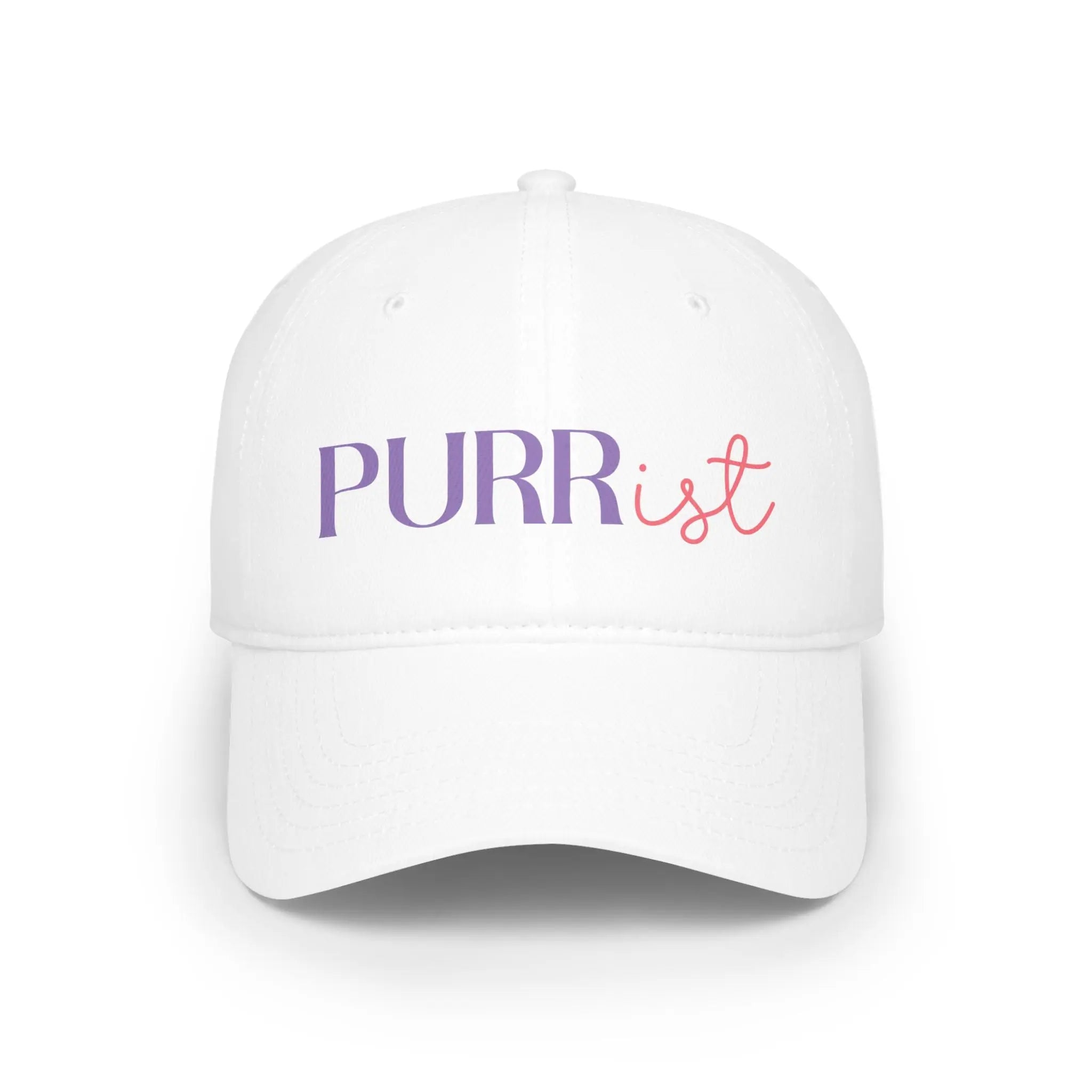 Cute 'PURRist' Low Profile Baseball Cap for Cat Lovers - Adjustable Black Hat