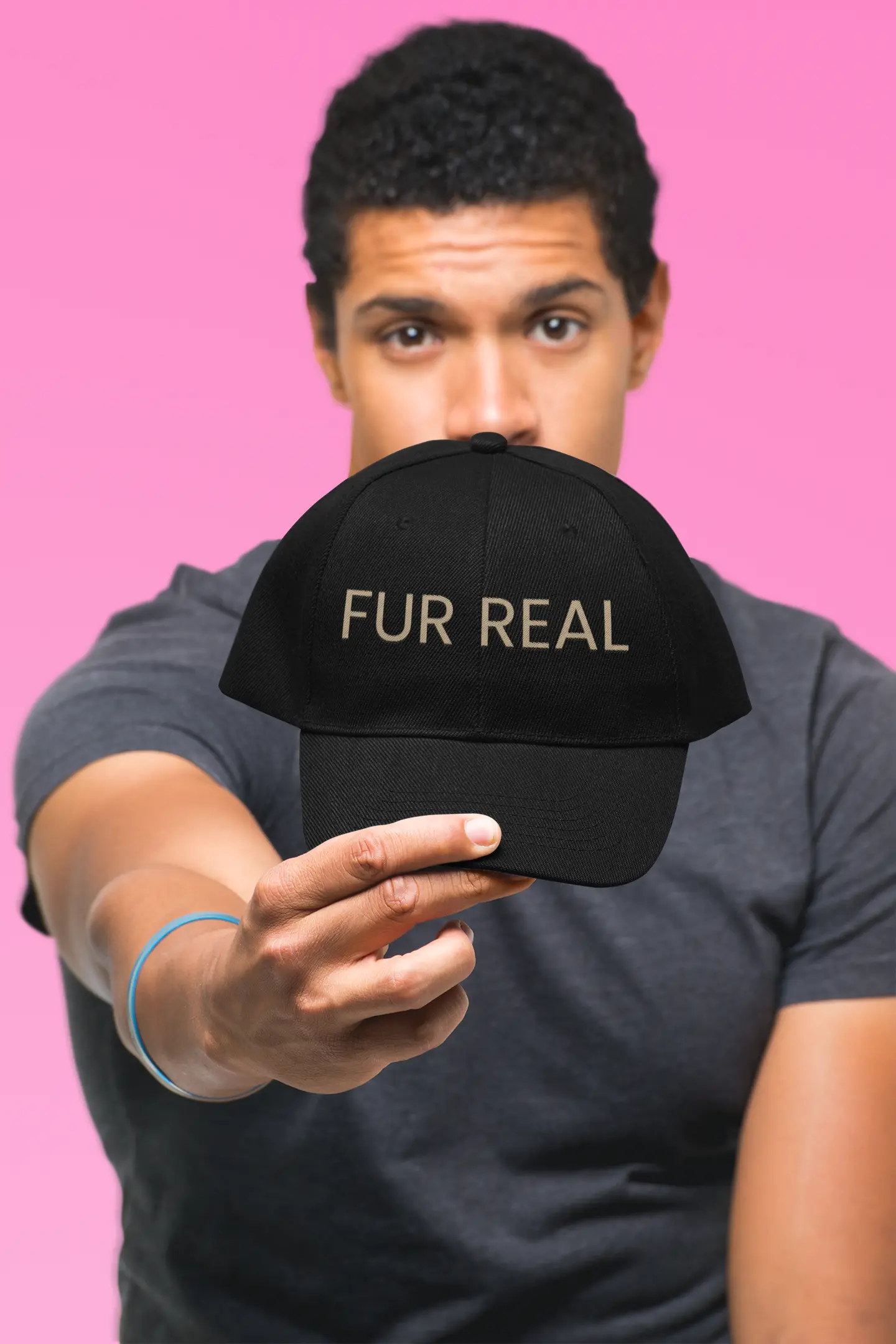 Fur Real Classic Dad Cap – Trendy Black Hat for Pet Lovers Printify