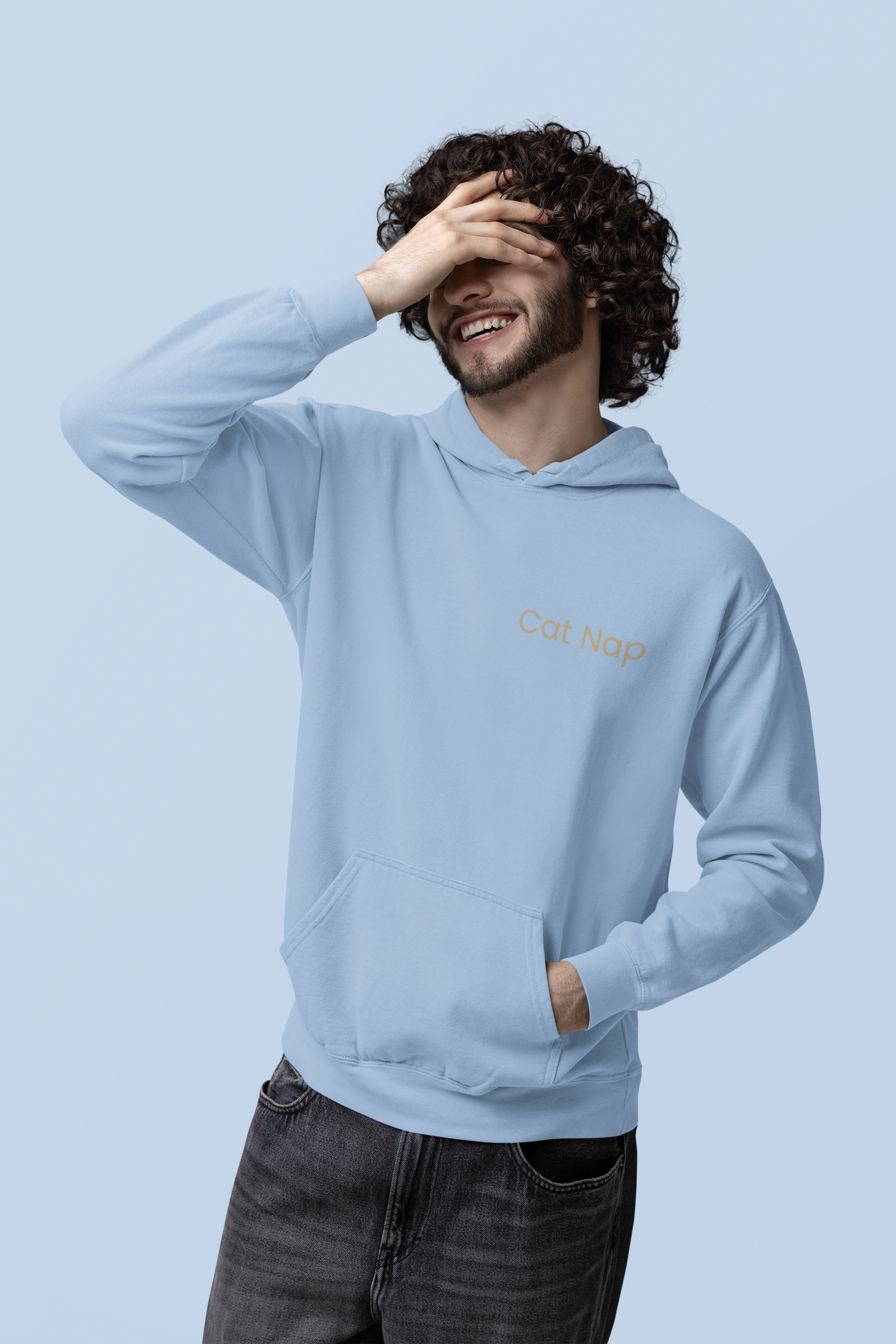 Comfortable Unisex Pigment-Dyed Hoodie with "Cat Nap" Embroidery