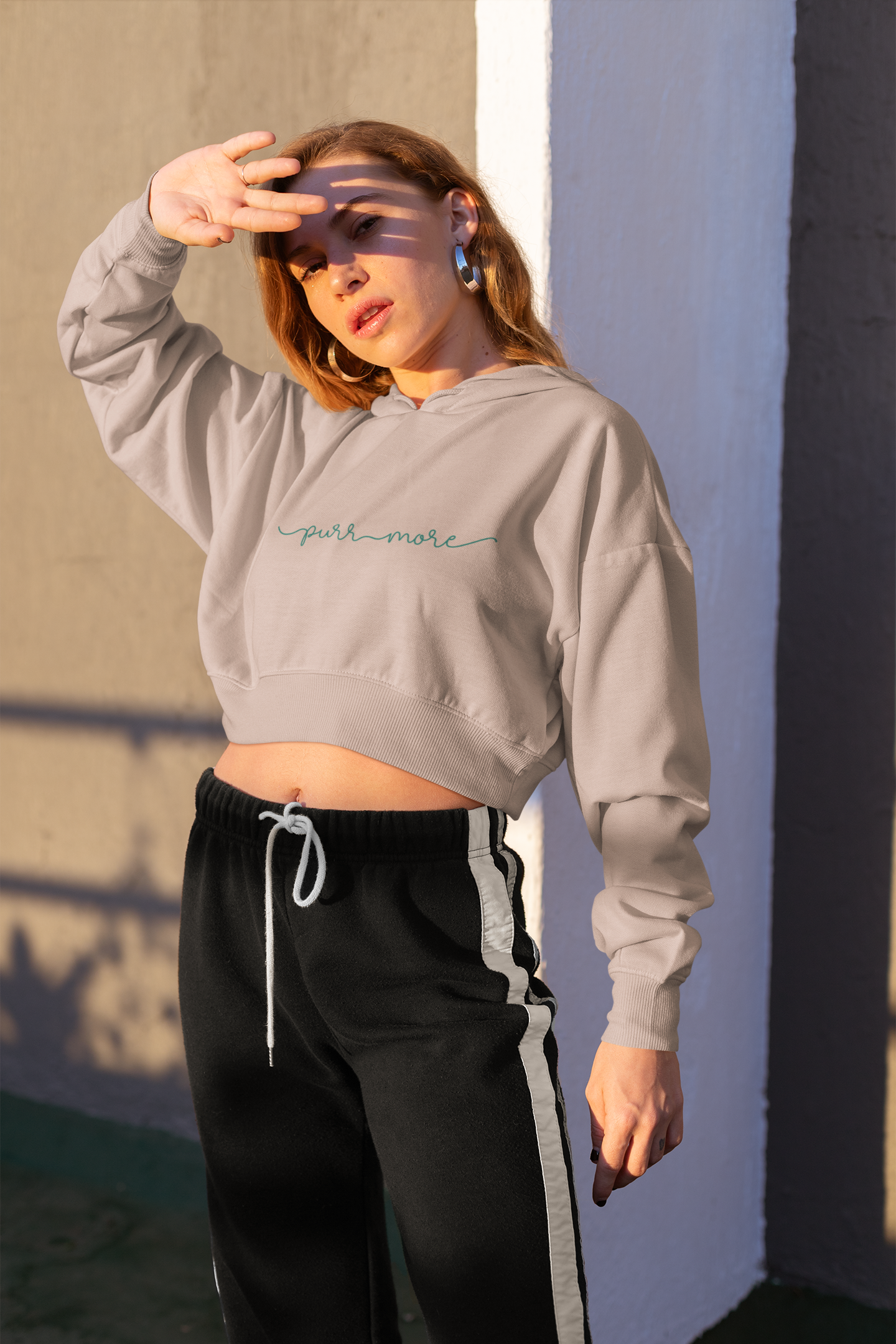 Purr More Women’s Cropped Hoodie - Cute Casual Streetwear Printify