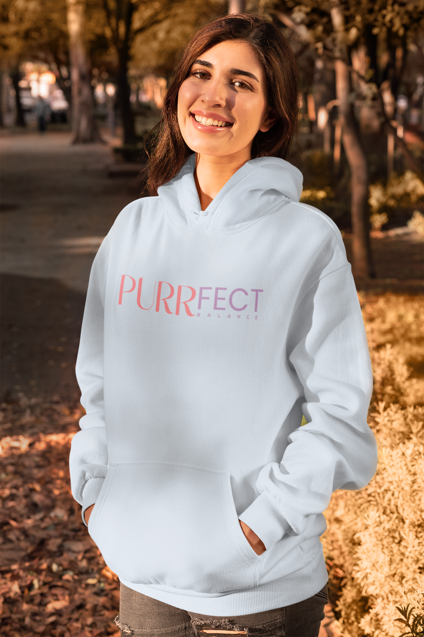 Purrfect Balance Unisex Hooded Sweatshirt - Cozy Cat Lover Apparel Printify