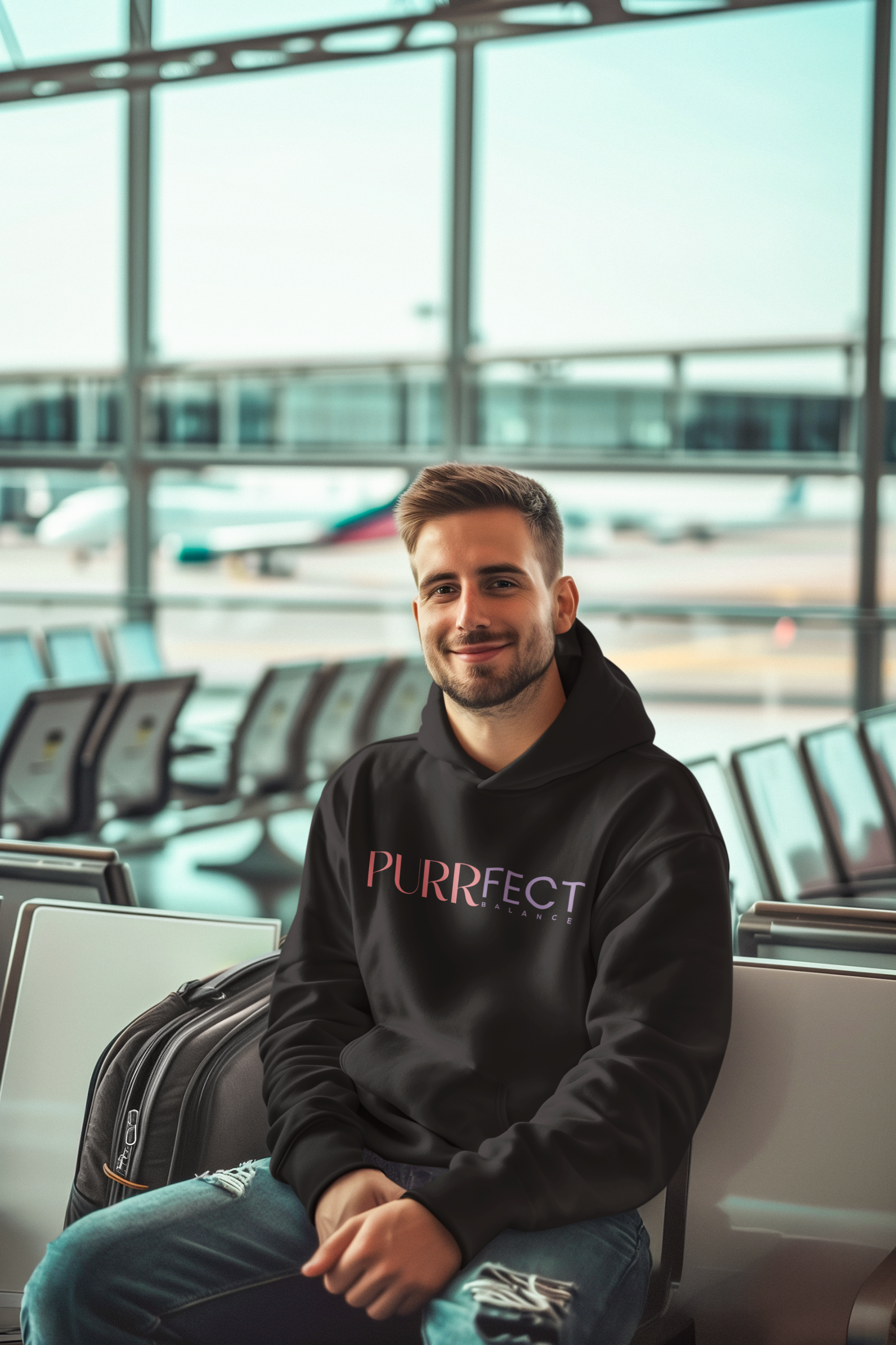 Purrfect Balance Unisex Hooded Sweatshirt - Cozy Cat Lover Apparel