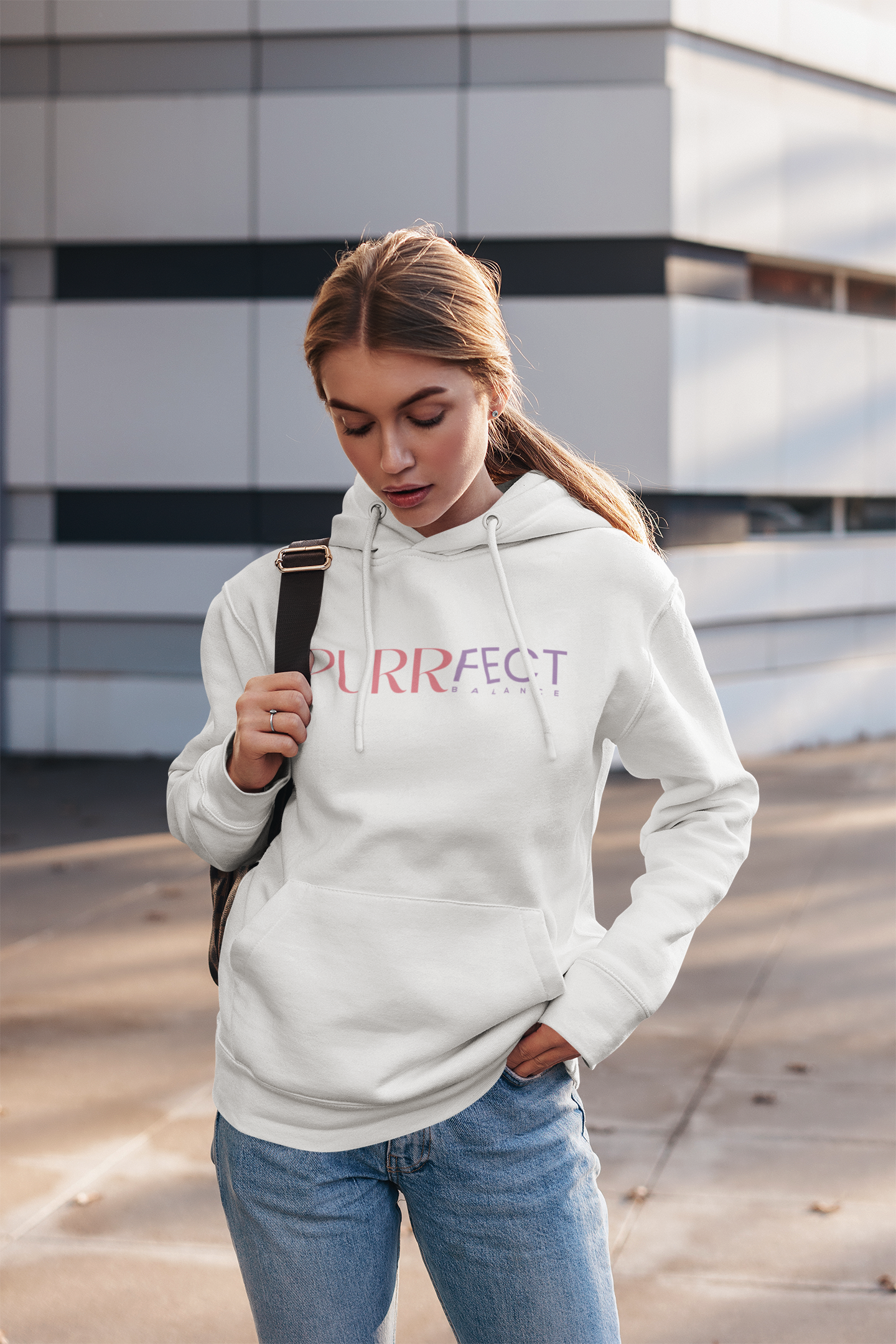 Purrfect Balance Unisex Hooded Sweatshirt - Cozy Cat Lover Apparel Printify
