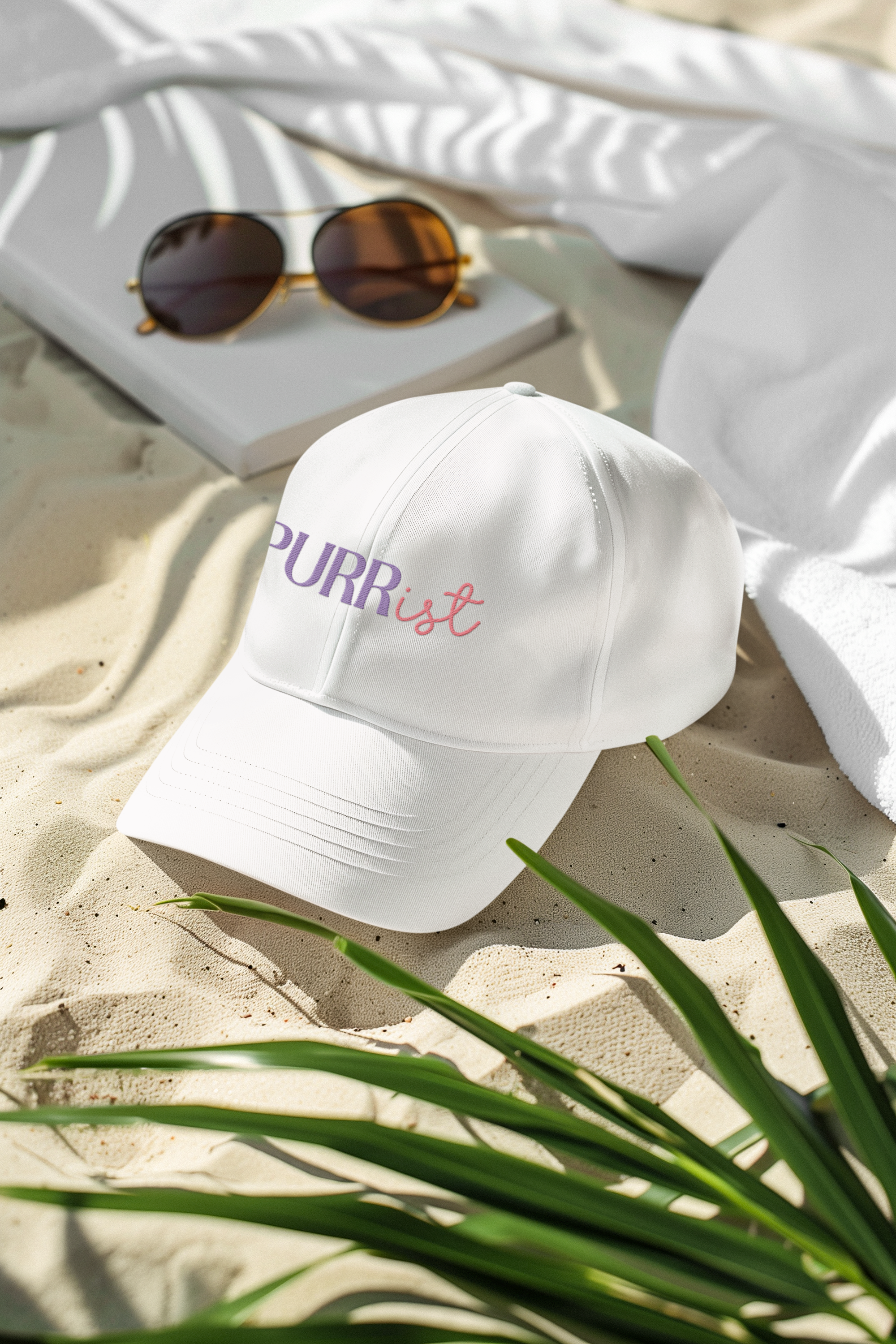 Cute 'PURRist' Low Profile Baseball Cap for Cat Lovers - Adjustable Black Hat