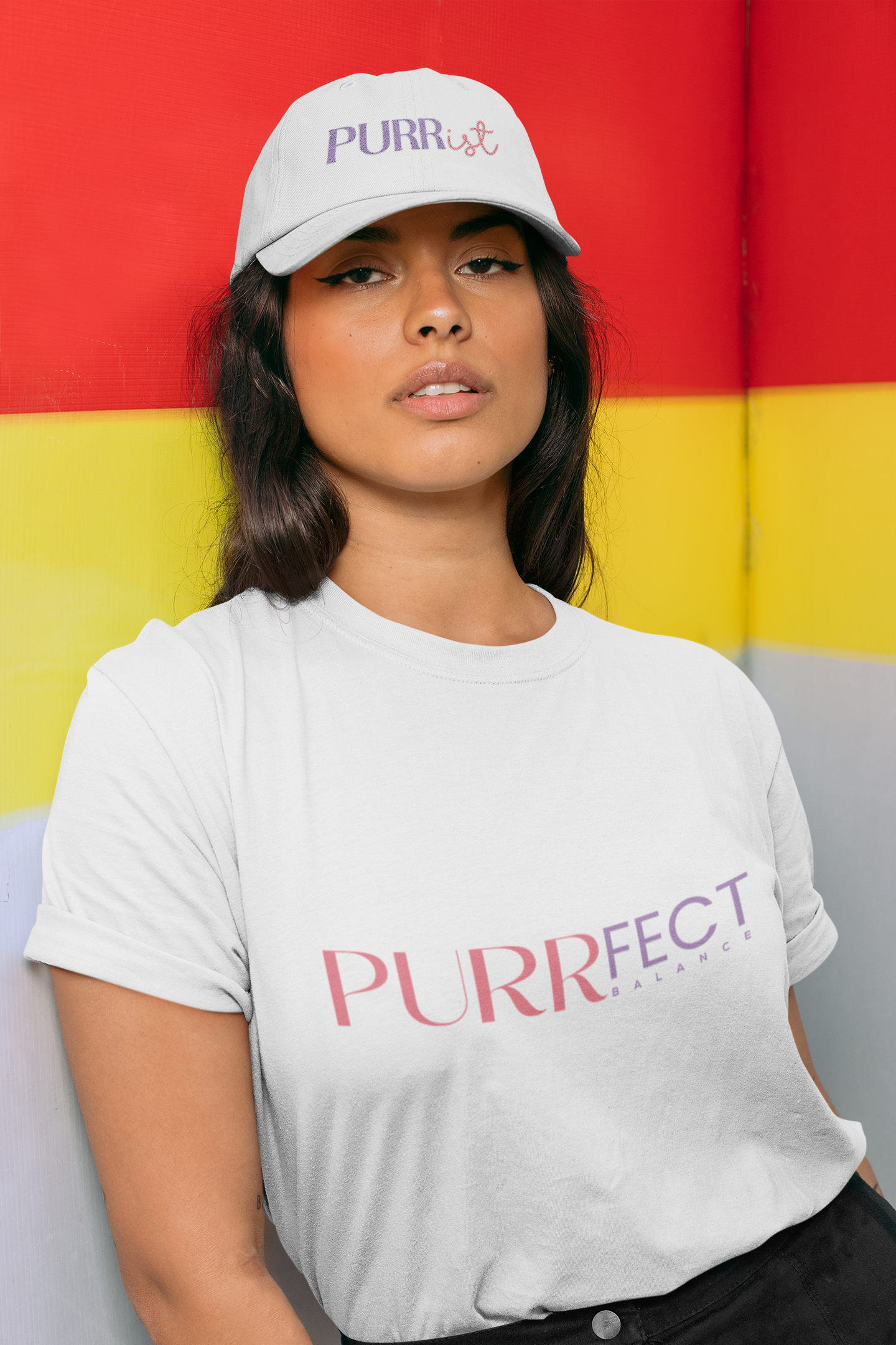 Cute 'PURRist' Low Profile Baseball Cap for Cat Lovers - Adjustable Black Hat