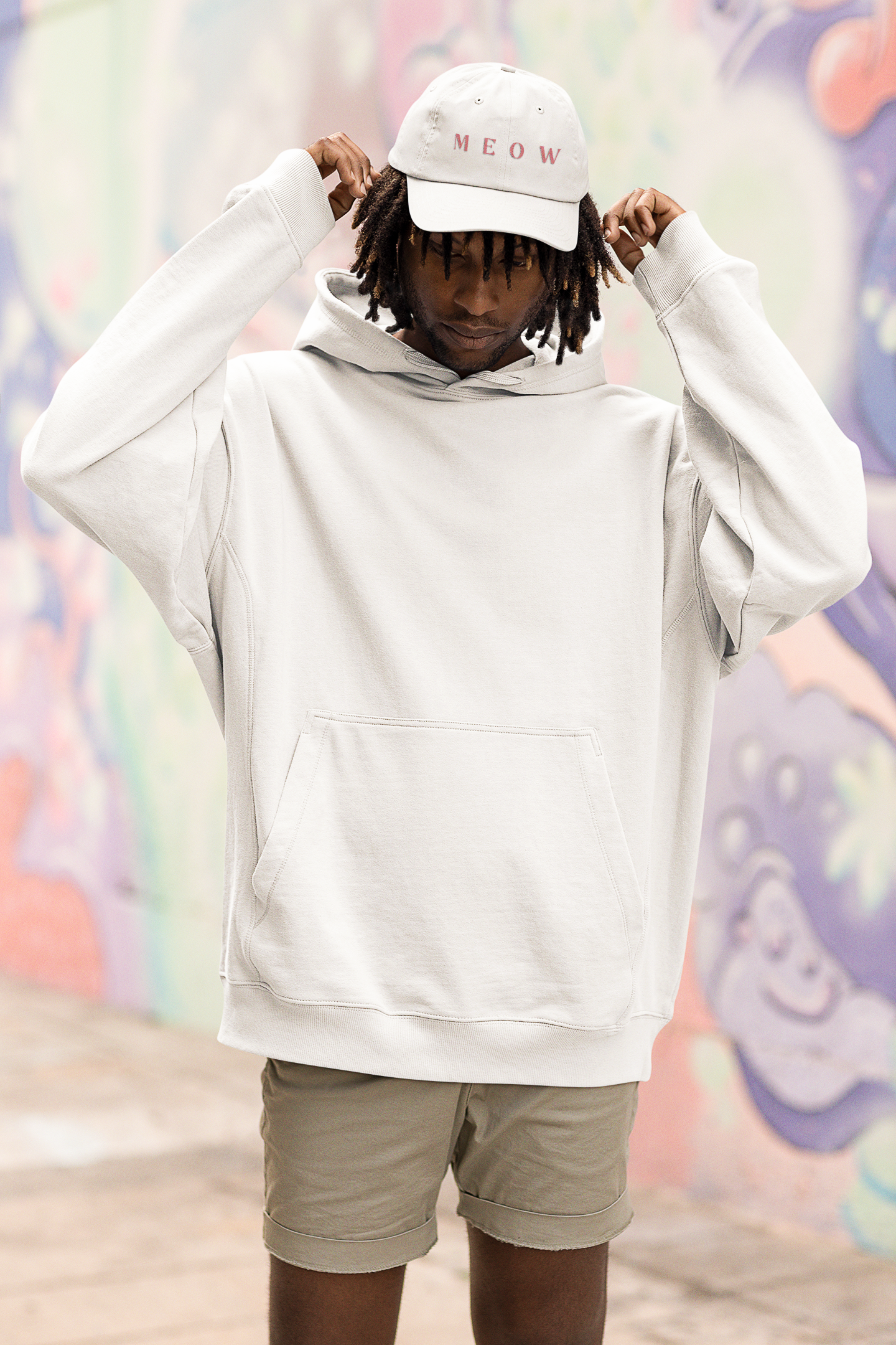 Casual White 'MEOW' Low Profile Baseball Cap – Perfect for Cat Lovers