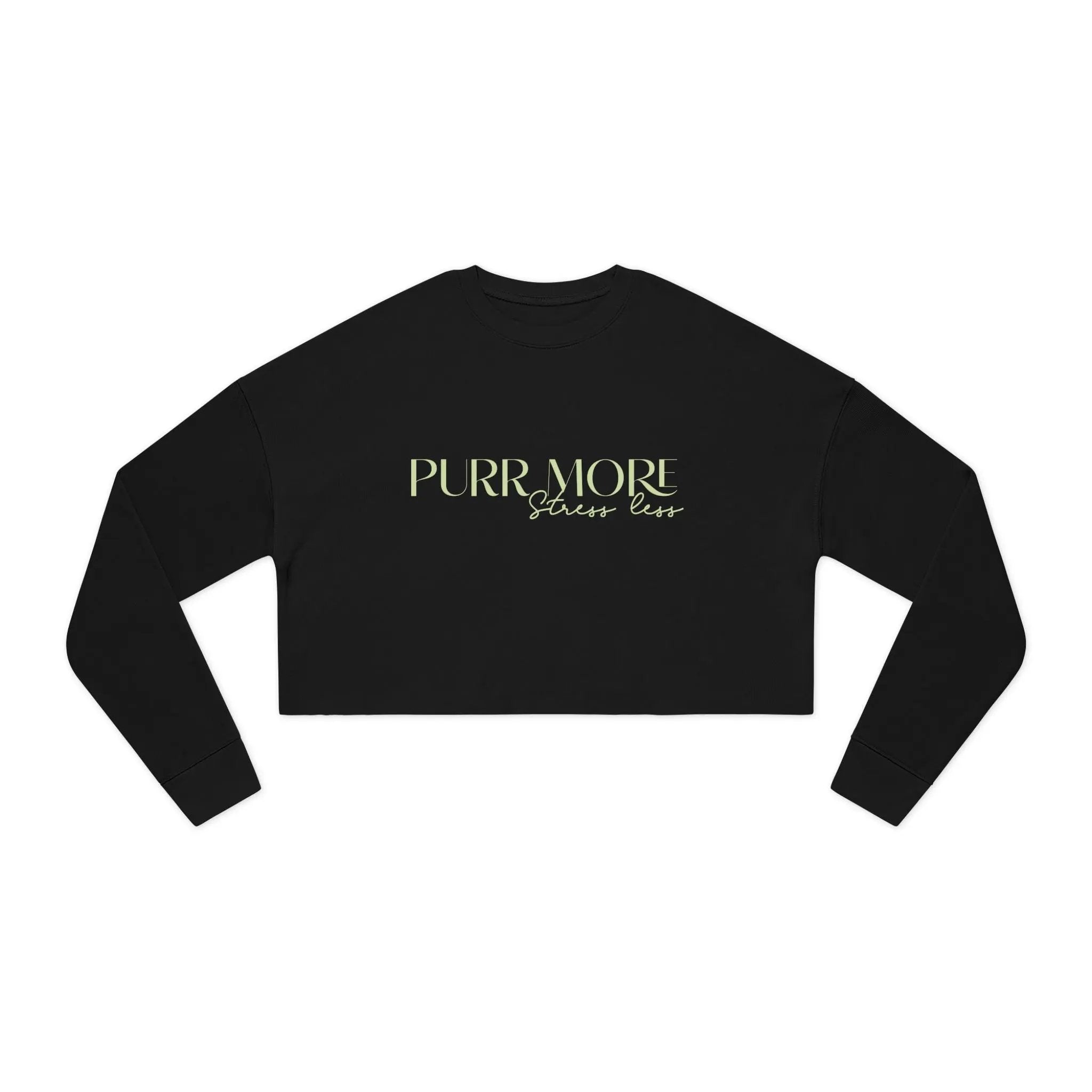 Purr More Cropped Sweatshirt - Relaxed Trendy Apparel for Cat Lovers Printify