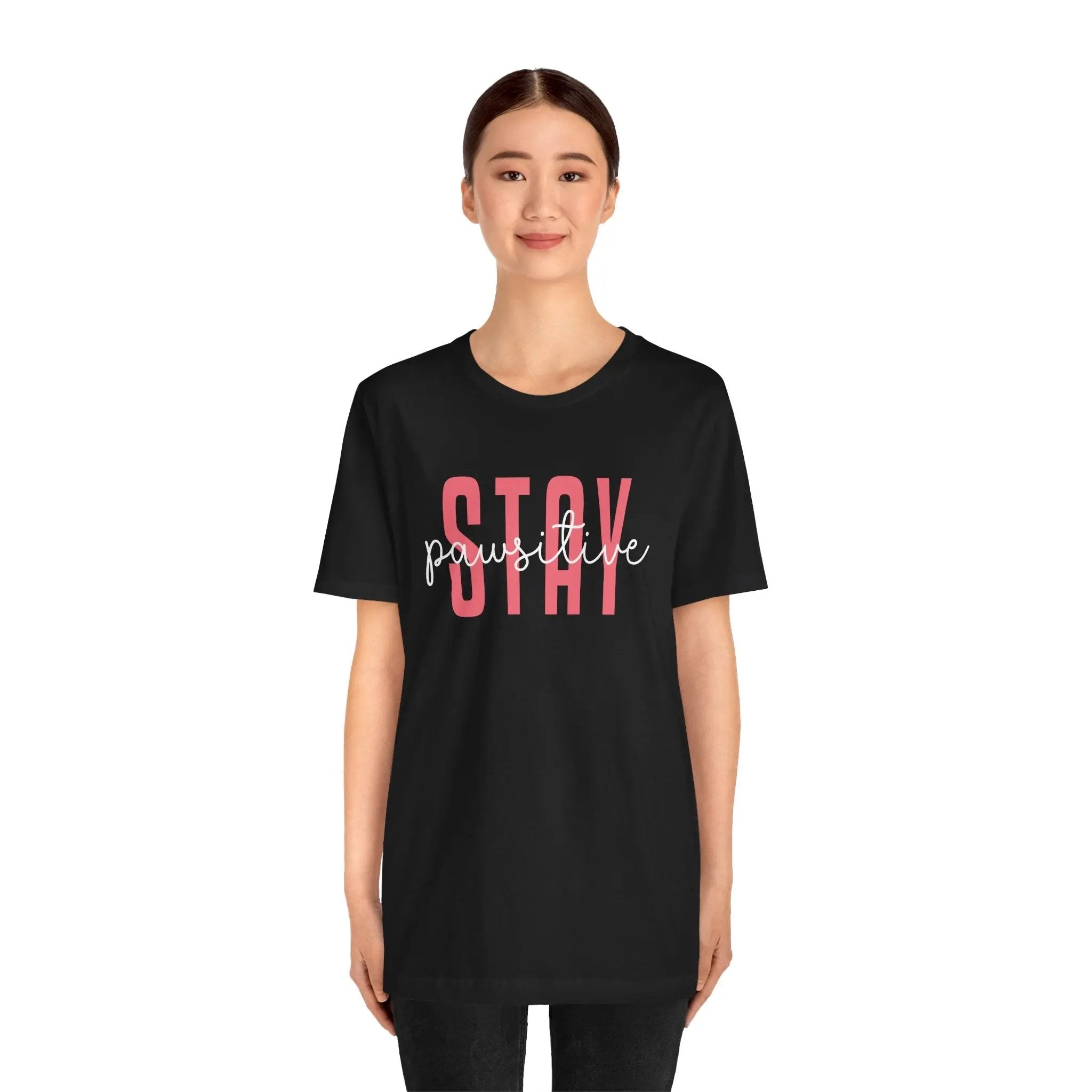 Stay Pawsitive Unisex Jersey Tee - Cute Animal Lover Short Sleeve Shirt Printify