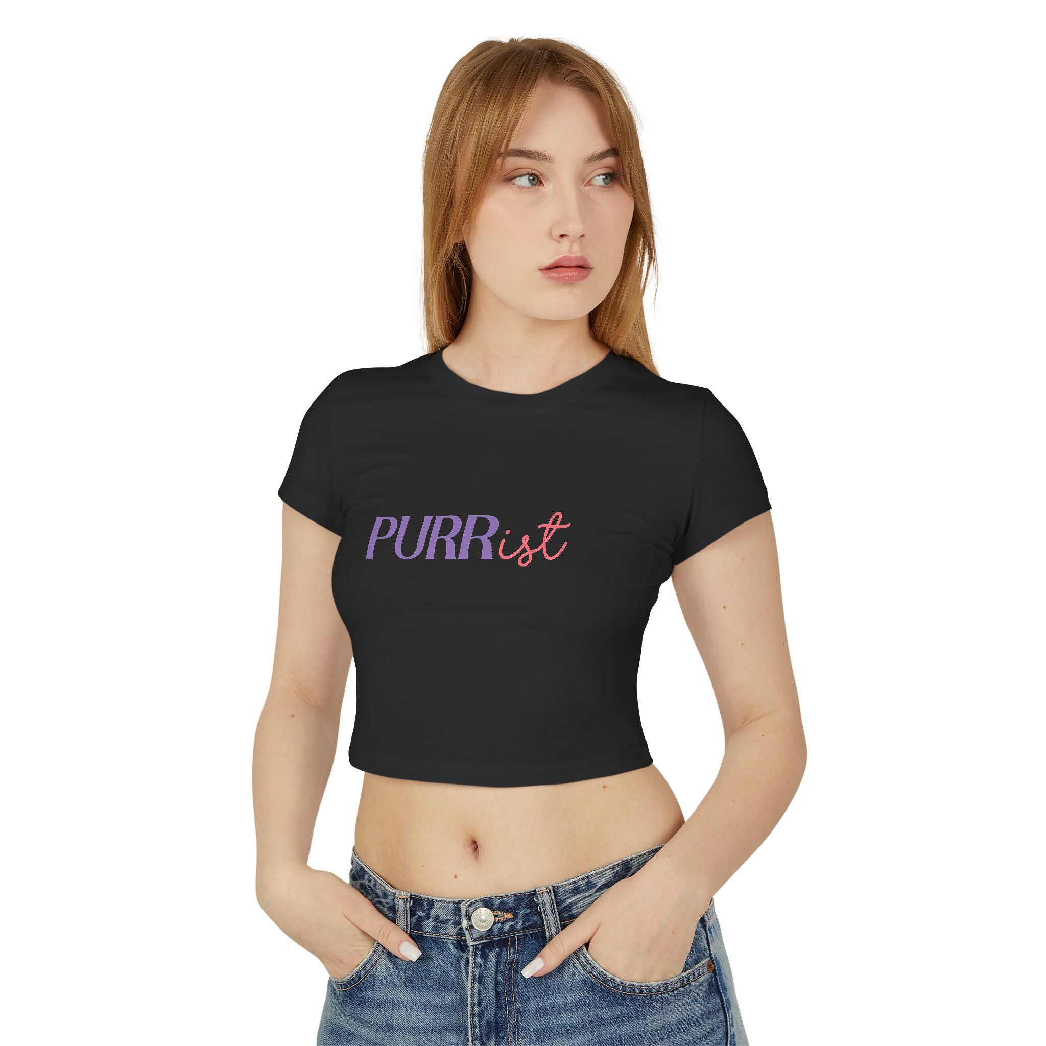 Purr-rist Women's Baby Tee – Light & Fun Cat Lover T-Shirt