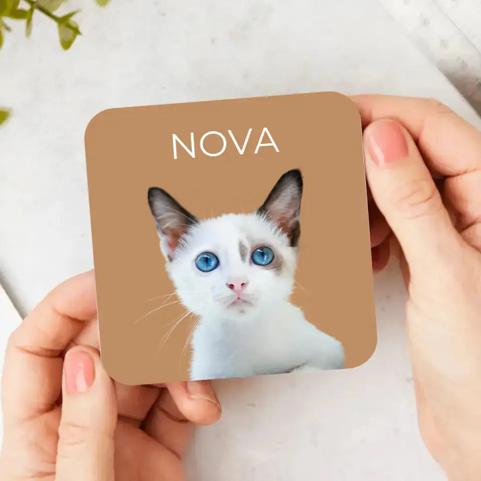 Custom Coasters Using Cat Photo & Name - Gifts for Cat Lovers Printify