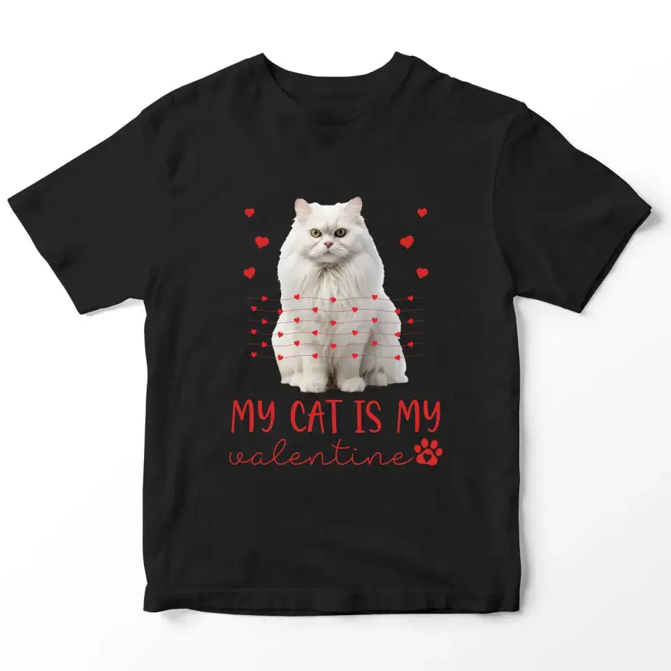 Personalized My Cat Is My Valentine T-Shirt - Custom Cat Photo Valentines Day Shirt For Cat Owners Printify