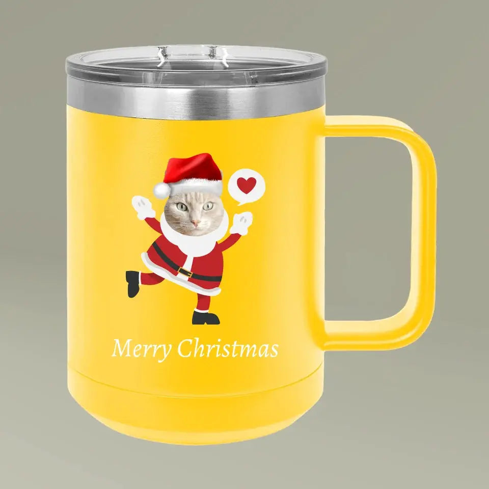 Christmas Cat Photo Coffee Mug Tumbler, 15oz Printify