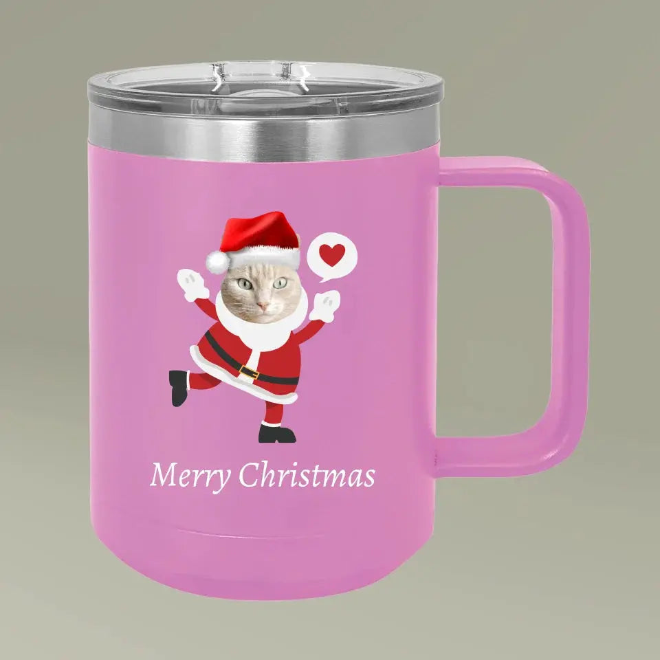 Christmas Cat Photo Coffee Mug Tumbler, 15oz Printify