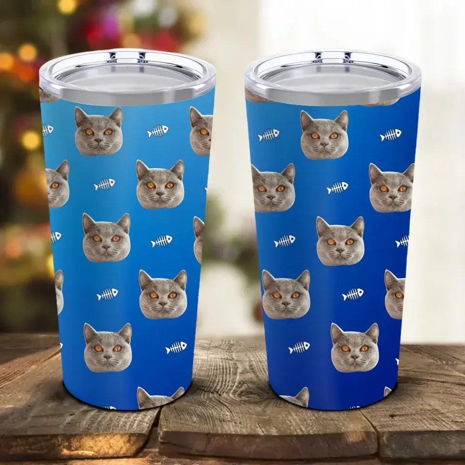 Custom Personalized Cat Photo Tumbler 20oz - Chic Kitty