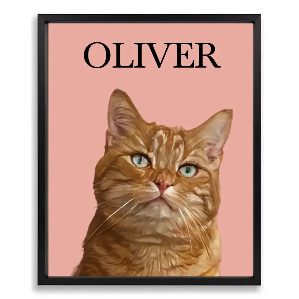 Custom Cat Photo Cartoon Effect Framed Poster Printify