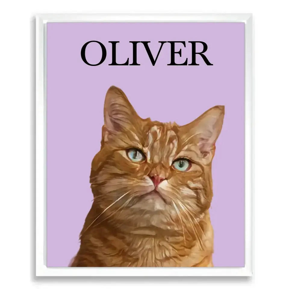 Custom Cat Photo Cartoon Effect Framed Poster Printify