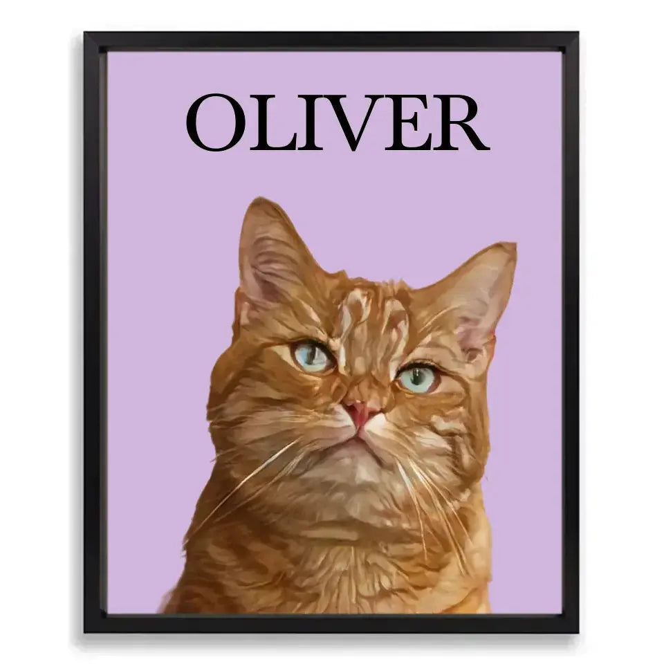 Custom Cat Photo Cartoon Effect Framed Poster Printify
