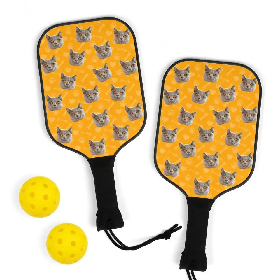 Custom Personalized Photo Cat Pickleball Kit Printify