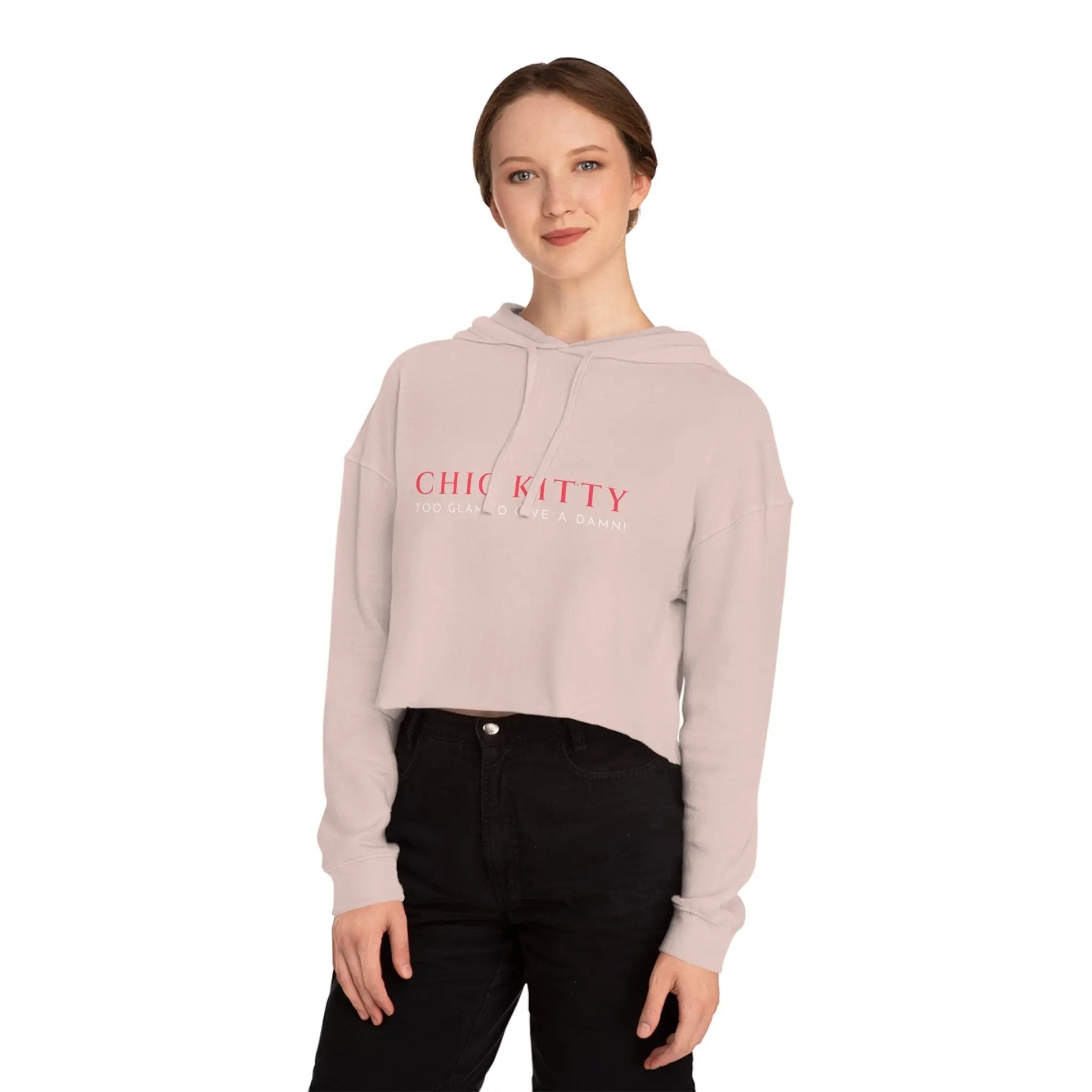 Chic Kitty Women's Cropped Hoodie - Stylish & Cozy Sweatshirt for Cat Lovers Printify