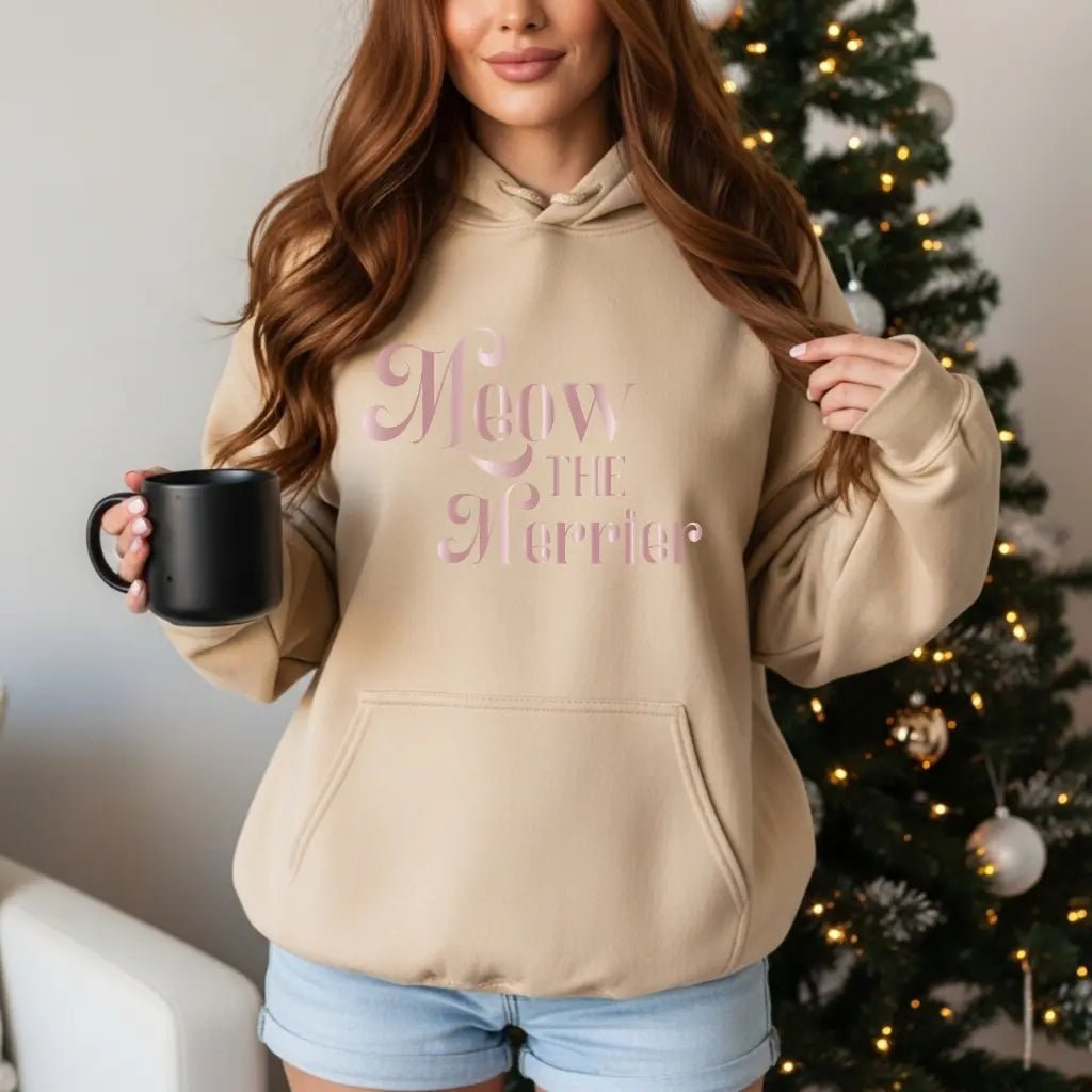 Cat Vibes Holiday Quote Hoodie — Modern Chic Cat Lovers Sweatshirt - Chic Kitty
