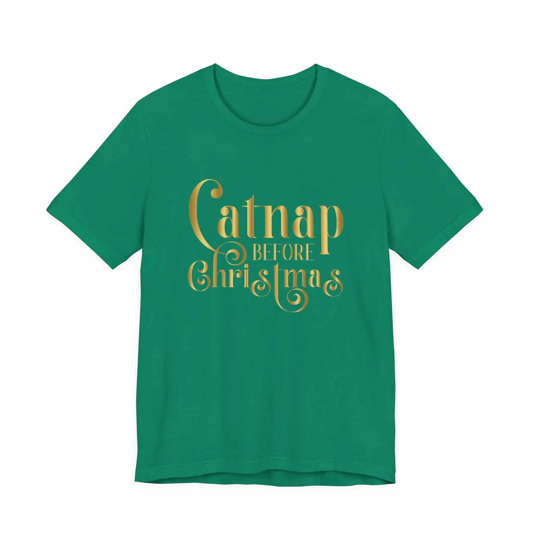 Catnap Before Christmas T-Shirt — Gold Script Holiday Tee - Chic Kitty