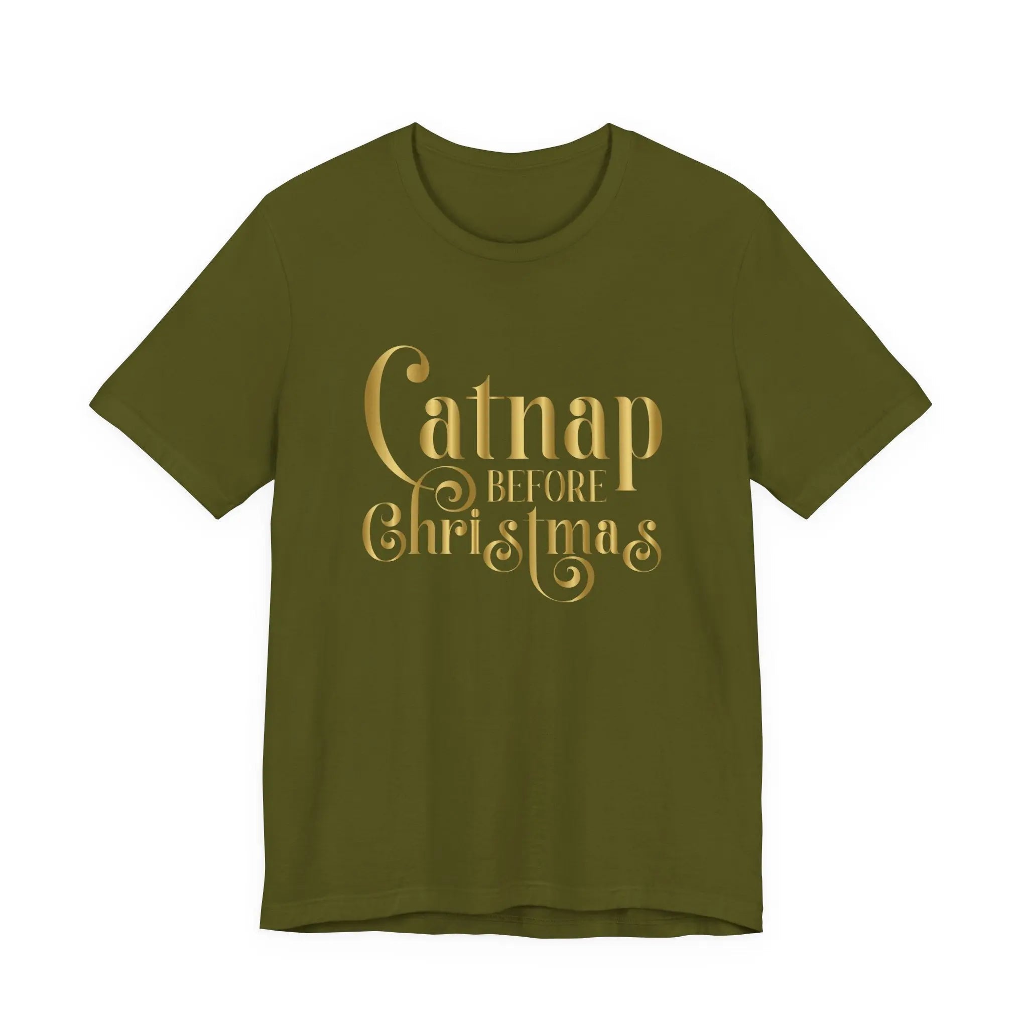Catnap Before Christmas T-Shirt — Gold Script Holiday Tee - Chic Kitty