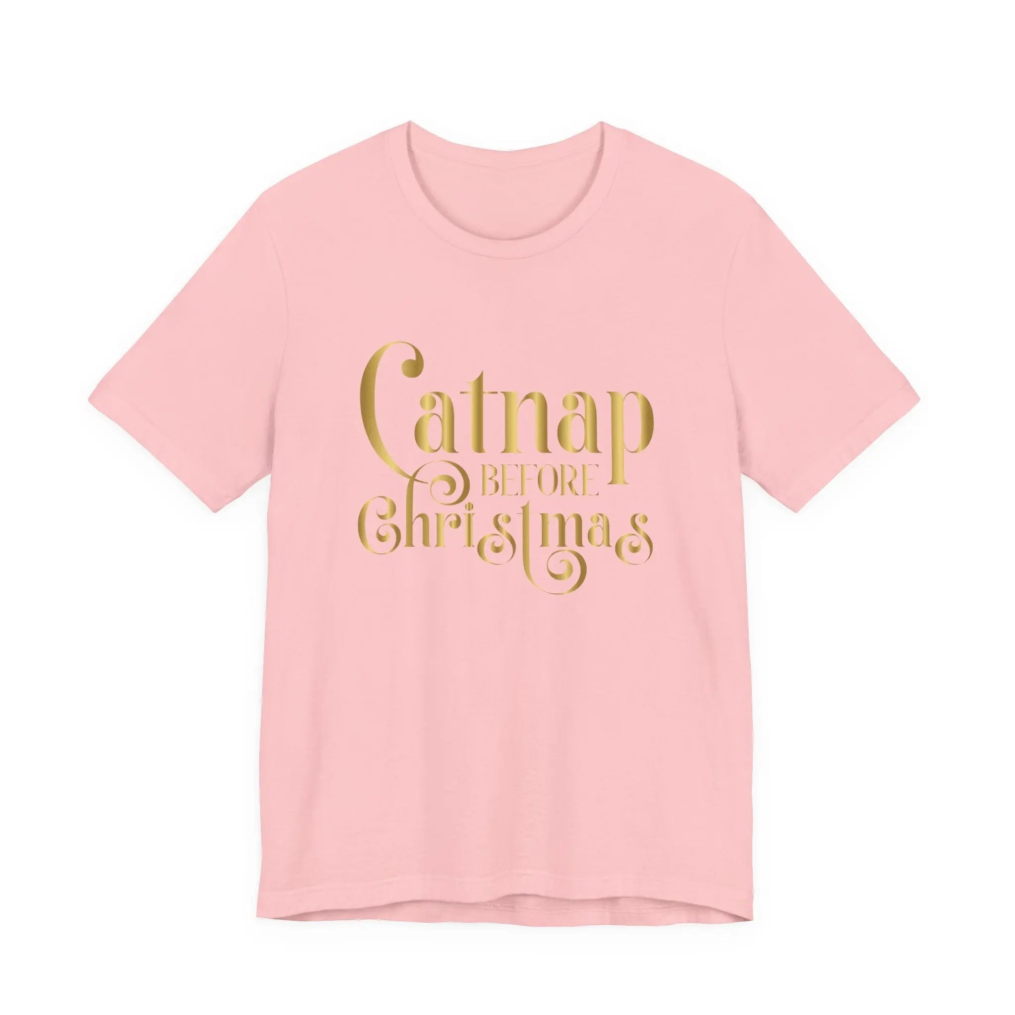Catnap Before Christmas T-Shirt — Gold Script Holiday Tee - Chic Kitty