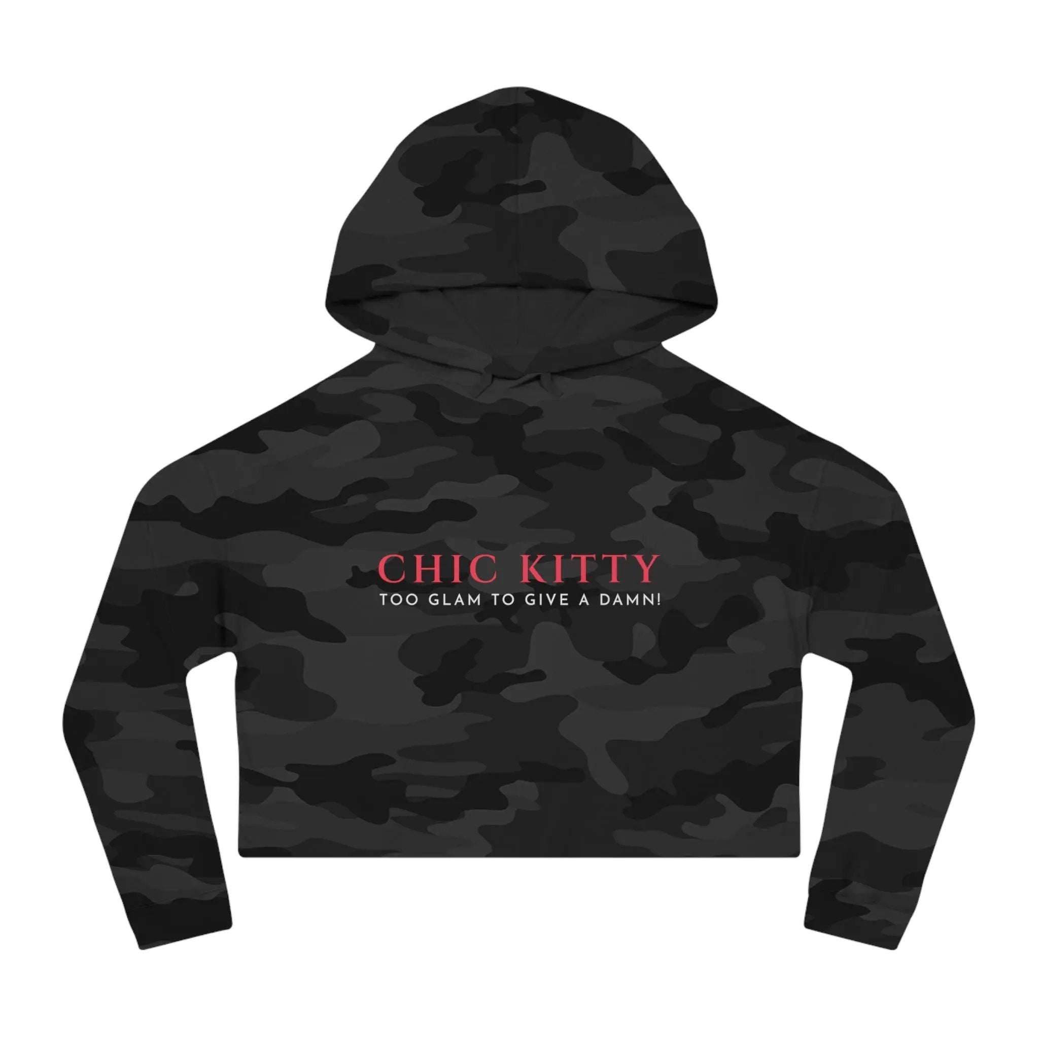 Chic Kitty Women's Cropped Hoodie - Stylish & Cozy Sweatshirt for Cat Lovers - Chic Kitty