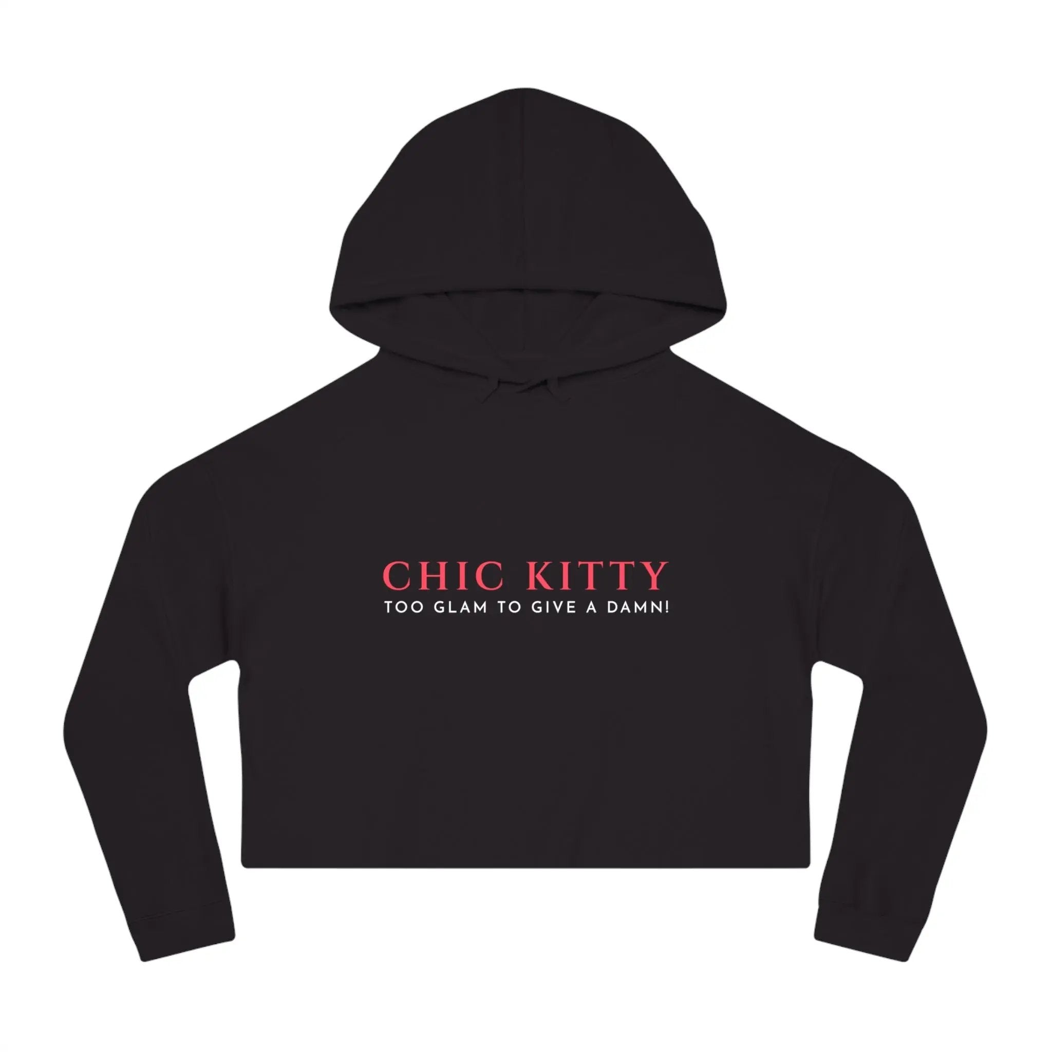 Chic Kitty Women's Cropped Hoodie - Stylish & Cozy Sweatshirt for Cat Lovers - Chic Kitty