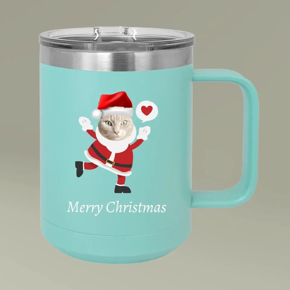 Christmas Cat Photo Coffee Mug Tumbler, 15oz - Chic Kitty