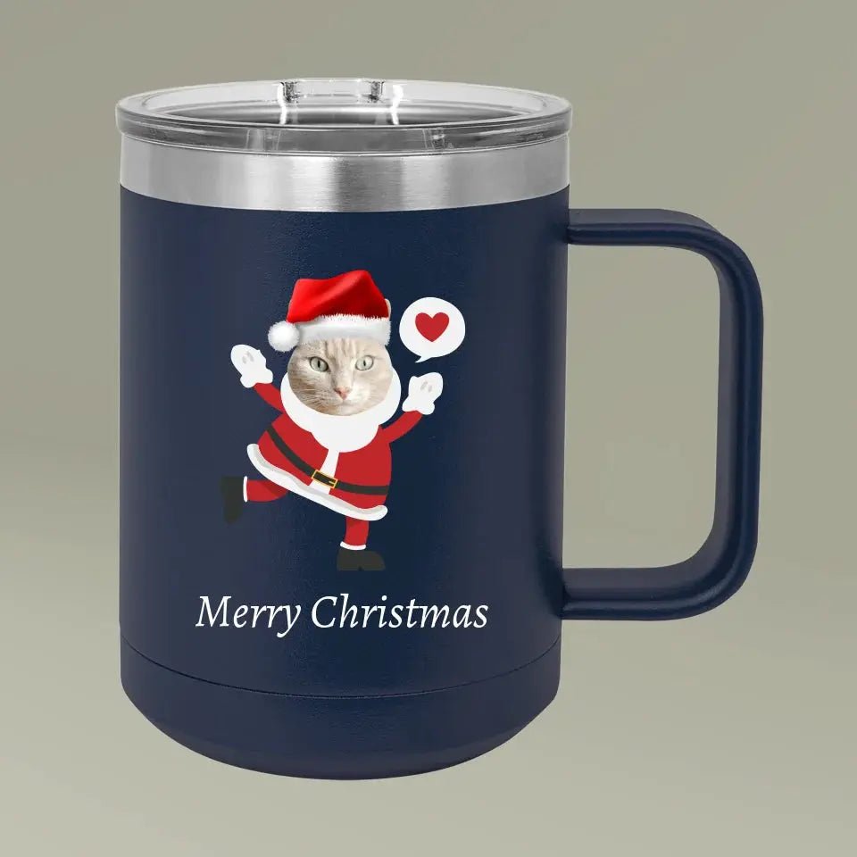 Christmas Cat Photo Coffee Mug Tumbler, 15oz - Chic Kitty