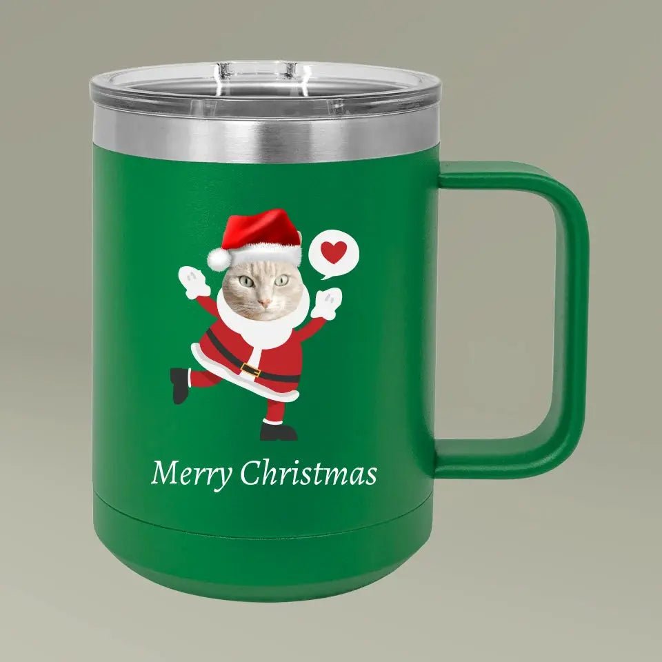 Christmas Cat Photo Coffee Mug Tumbler, 15oz - Chic Kitty