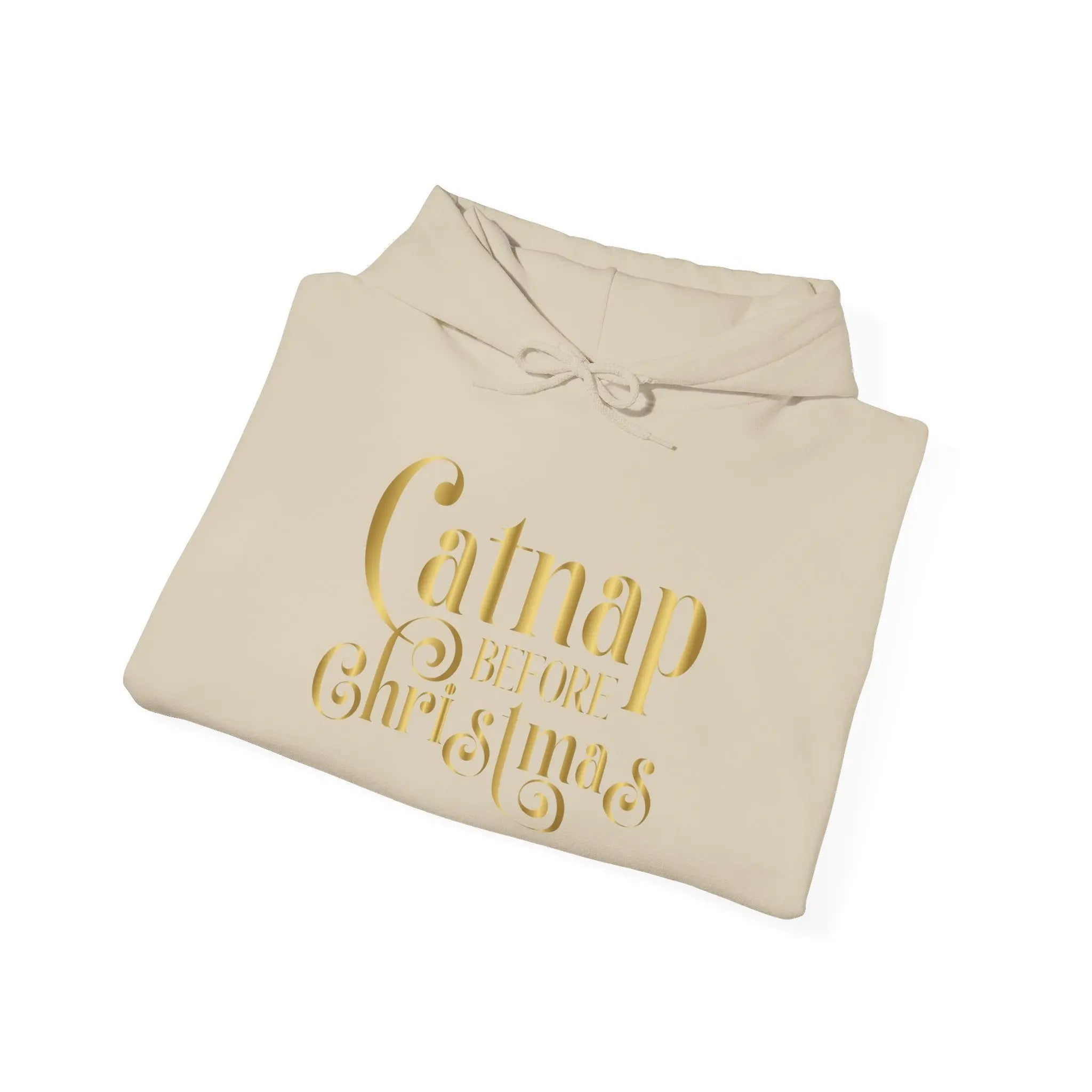 Christmas Hooded Sweatshirt — 'Catnap Before Christmas' Gold Foil Holiday Hoodie - Chic Kitty