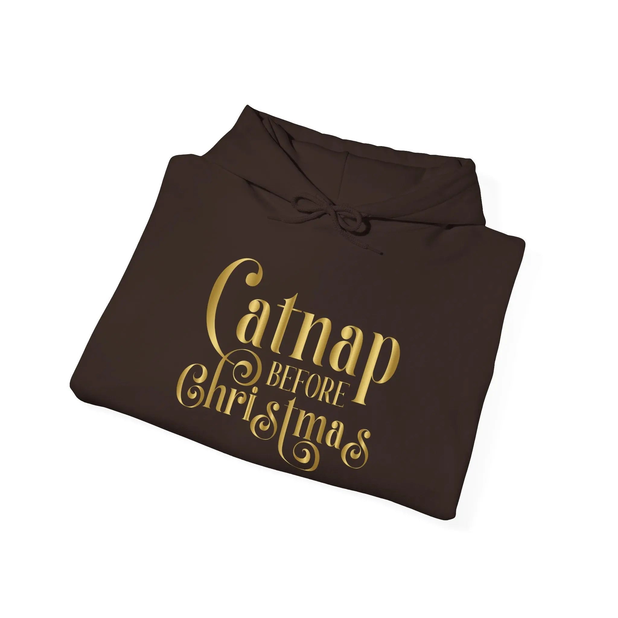 Christmas Hooded Sweatshirt — 'Catnap Before Christmas' Gold Foil Holiday Hoodie - Chic Kitty