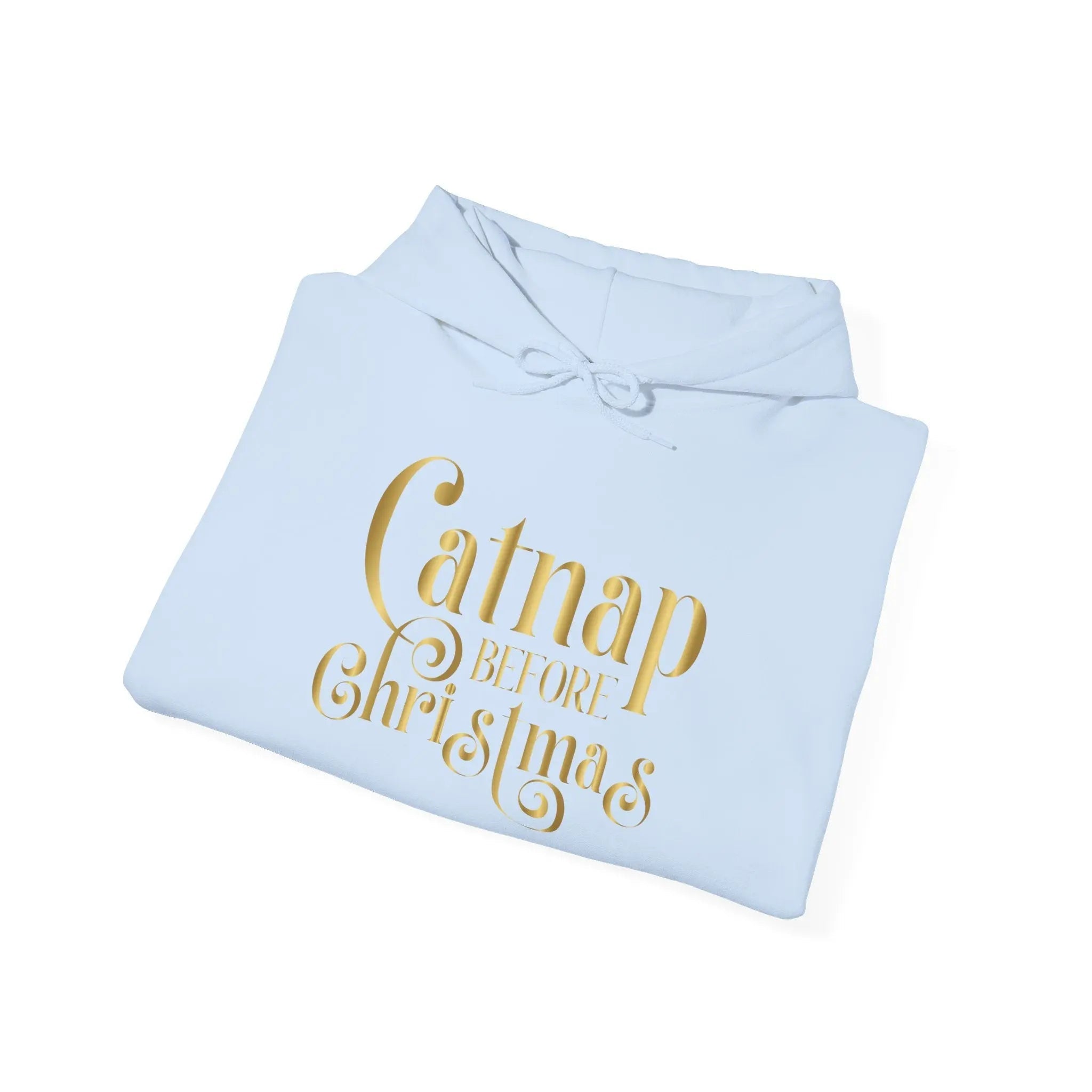 Christmas Hooded Sweatshirt — 'Catnap Before Christmas' Gold Foil Holiday Hoodie - Chic Kitty