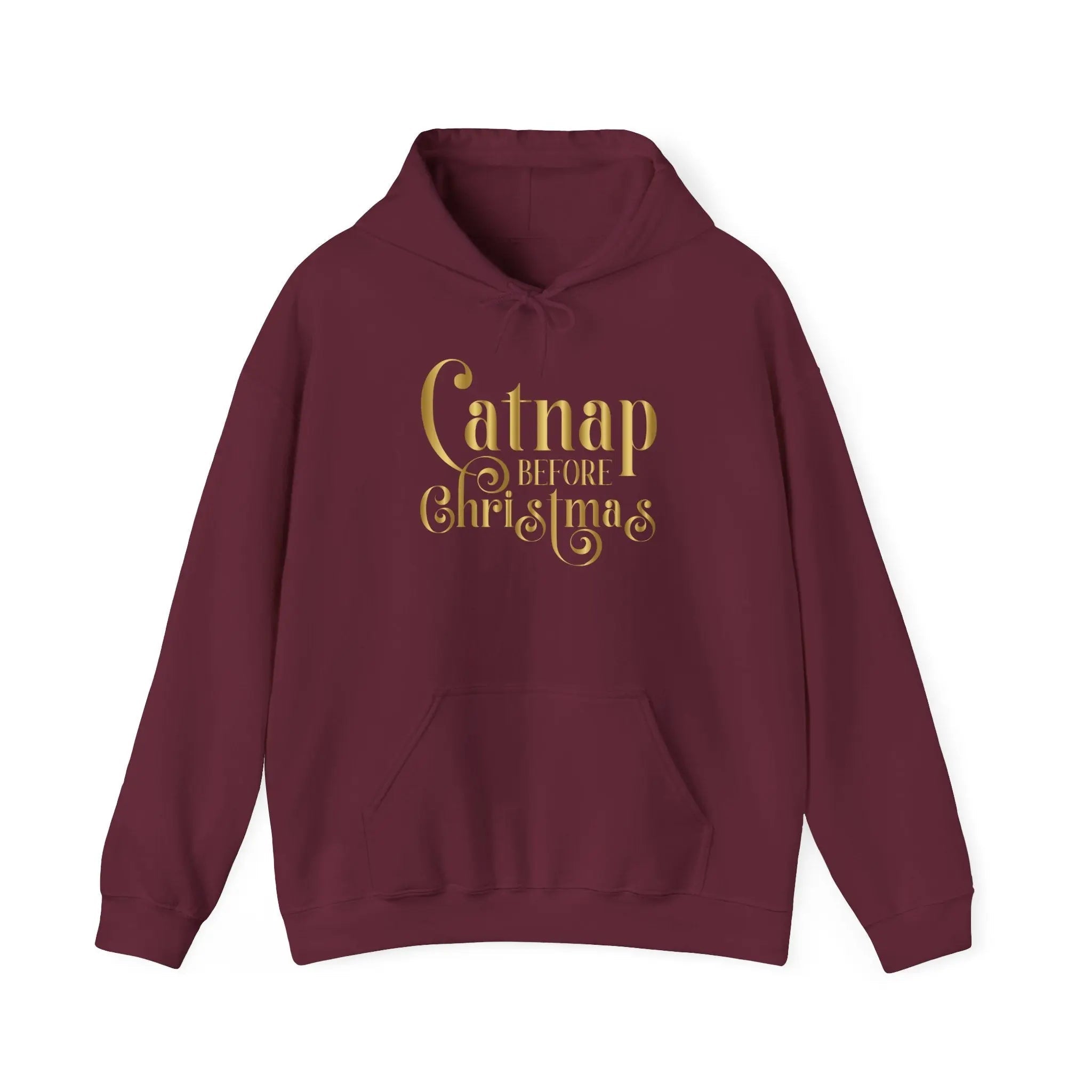 Christmas Hooded Sweatshirt — 'Catnap Before Christmas' Gold Foil Holiday Hoodie - Chic Kitty