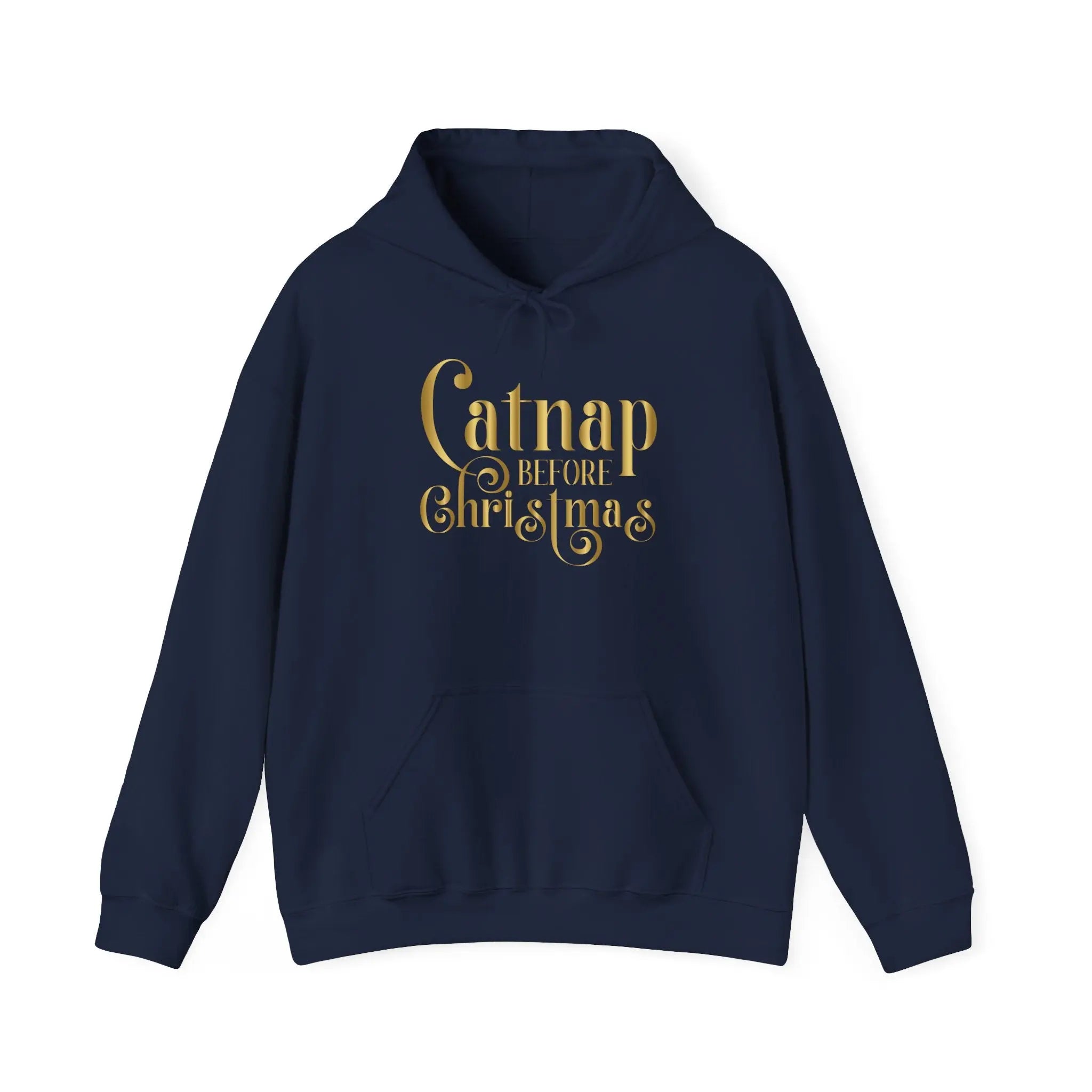 Christmas Hooded Sweatshirt — 'Catnap Before Christmas' Gold Foil Holiday Hoodie - Chic Kitty