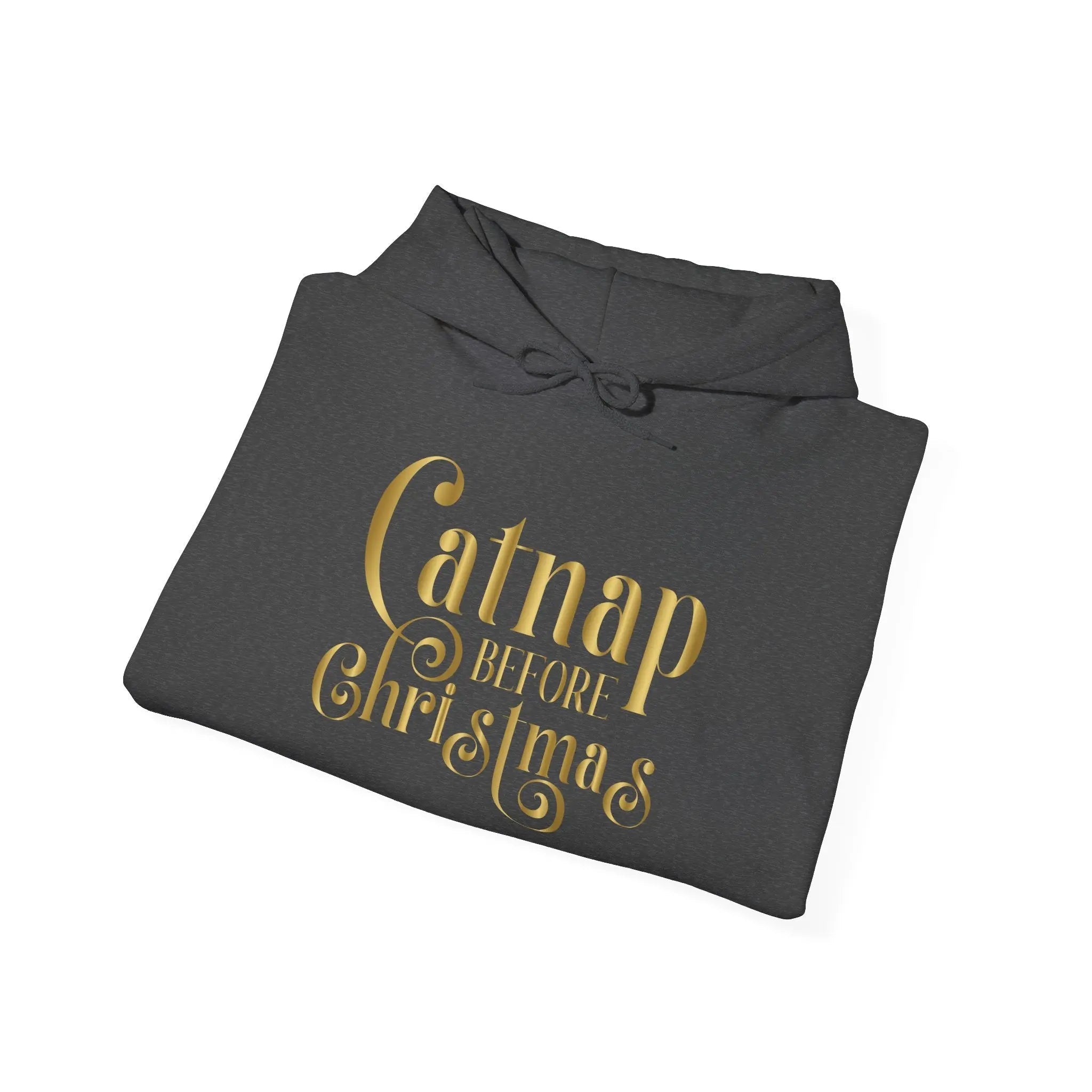 Christmas Hooded Sweatshirt — 'Catnap Before Christmas' Gold Foil Holiday Hoodie - Chic Kitty