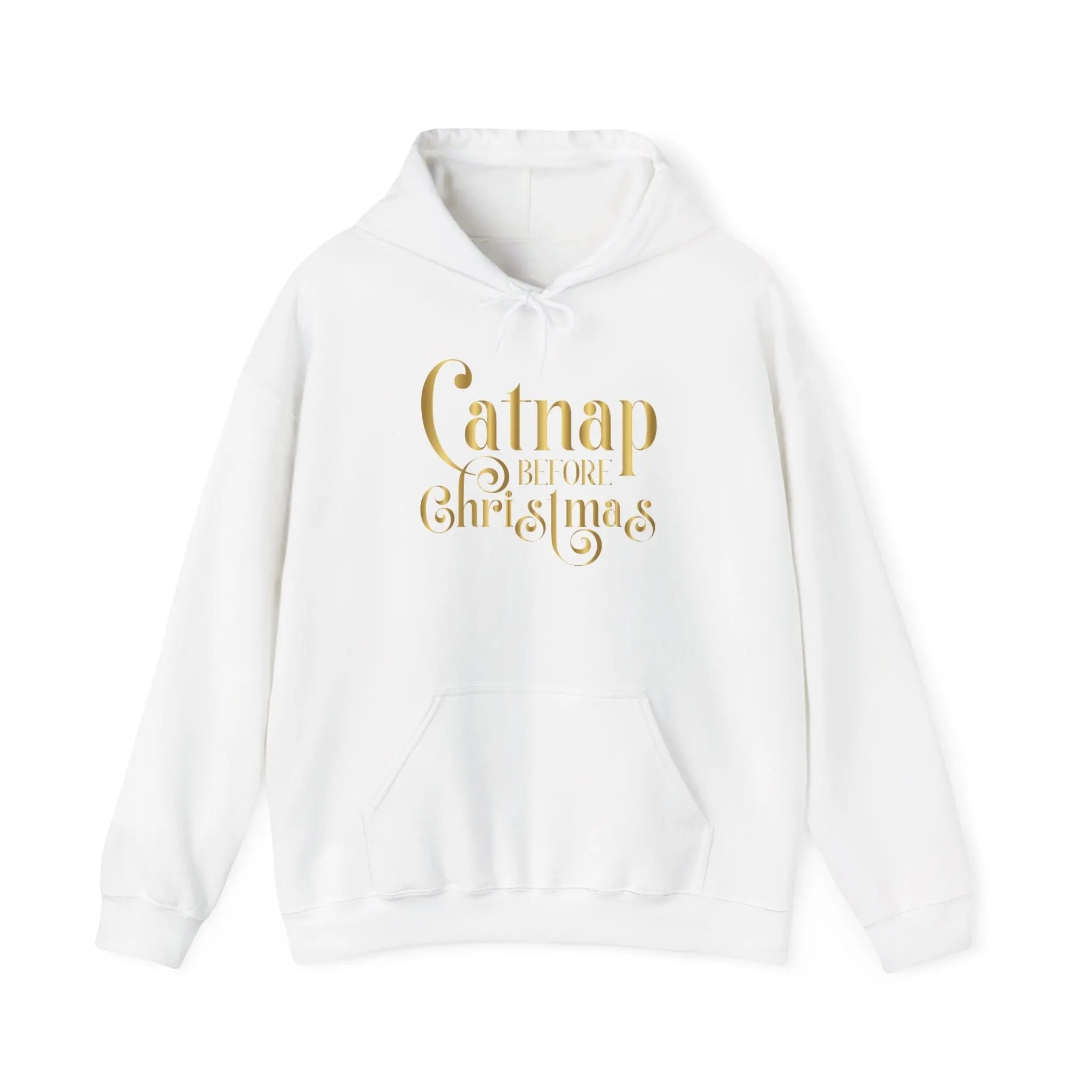 Christmas Hooded Sweatshirt — 'Catnap Before Christmas' Gold Foil Holiday Hoodie - Chic Kitty