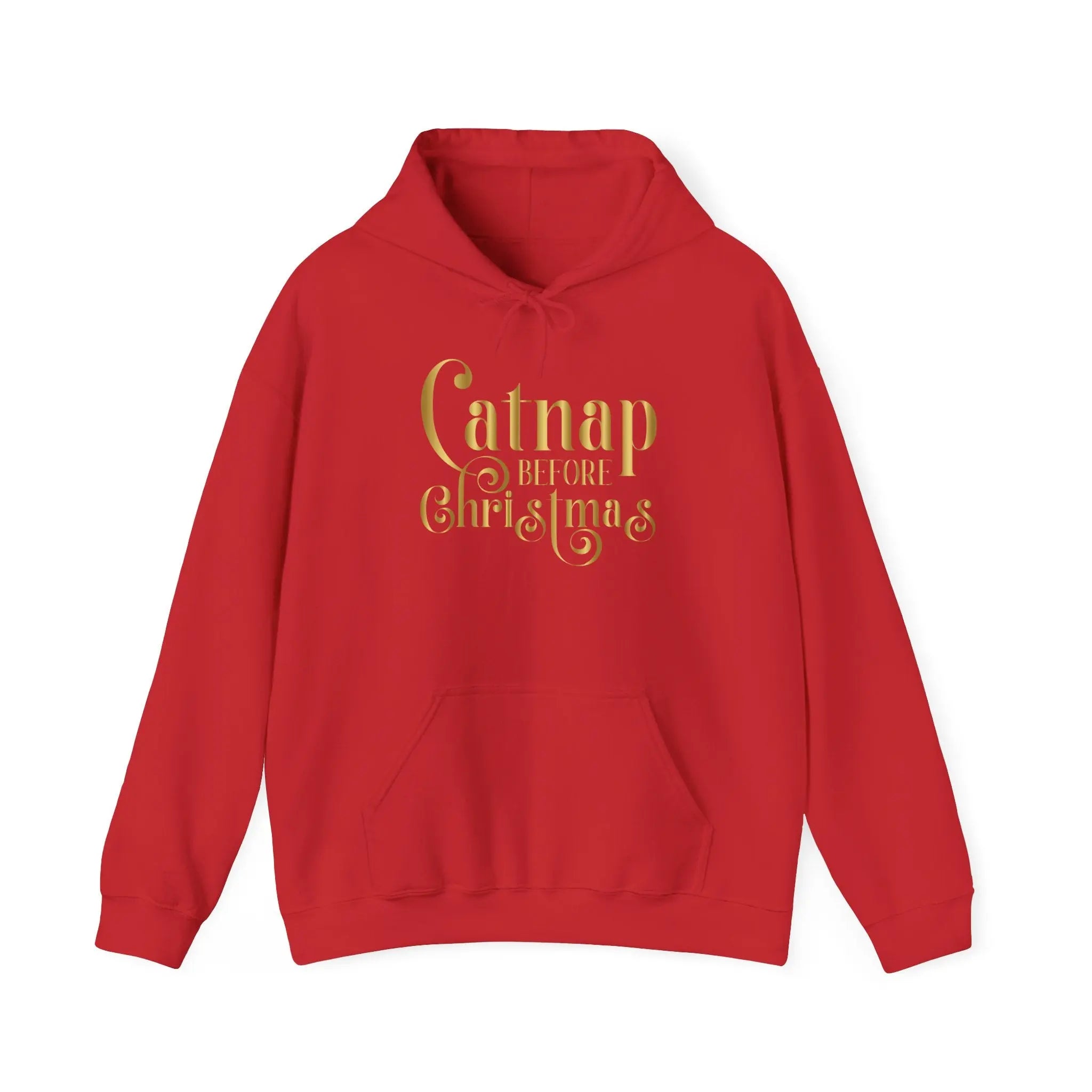 Christmas Hooded Sweatshirt — 'Catnap Before Christmas' Gold Foil Holiday Hoodie - Chic Kitty