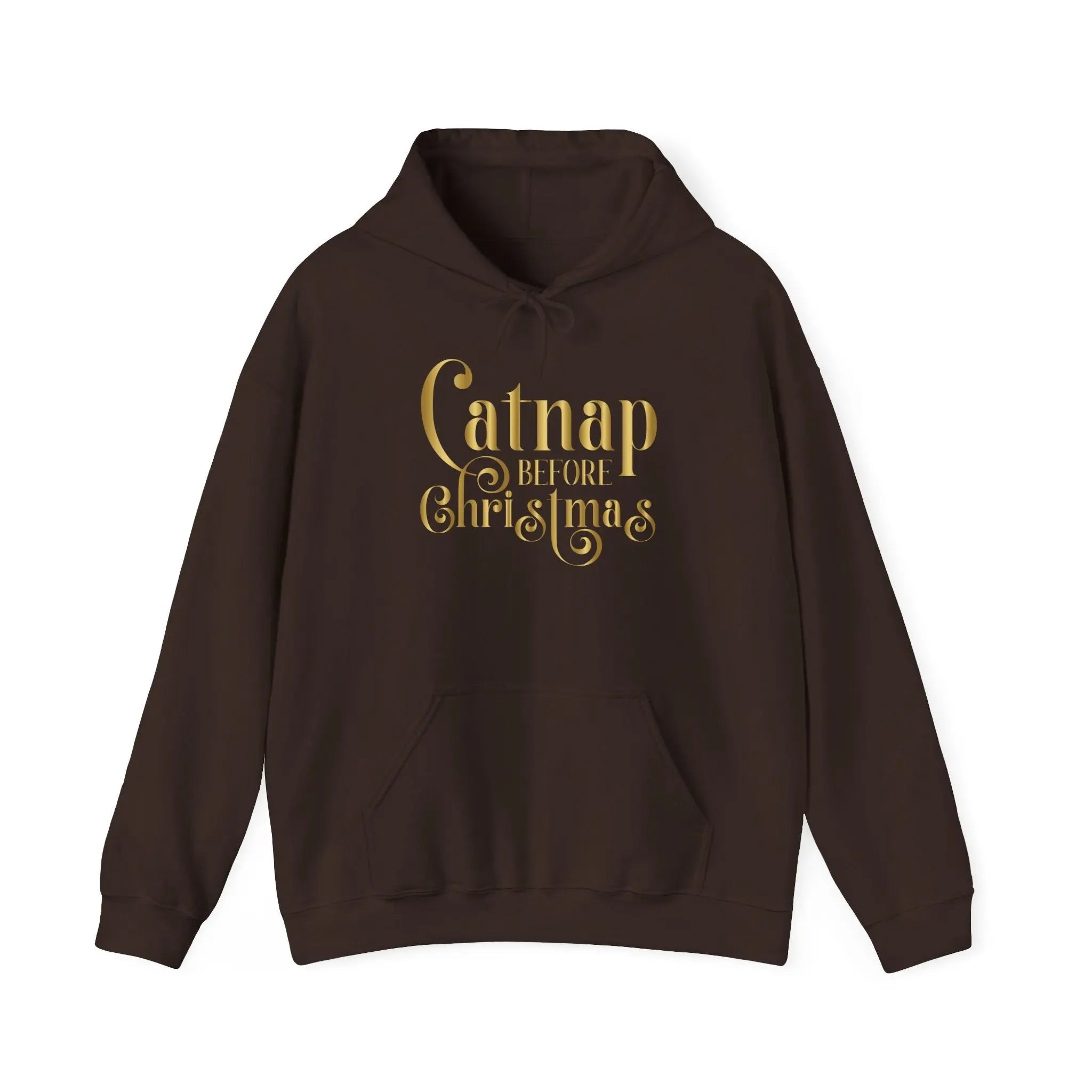 Christmas Hooded Sweatshirt — 'Catnap Before Christmas' Gold Foil Holiday Hoodie - Chic Kitty