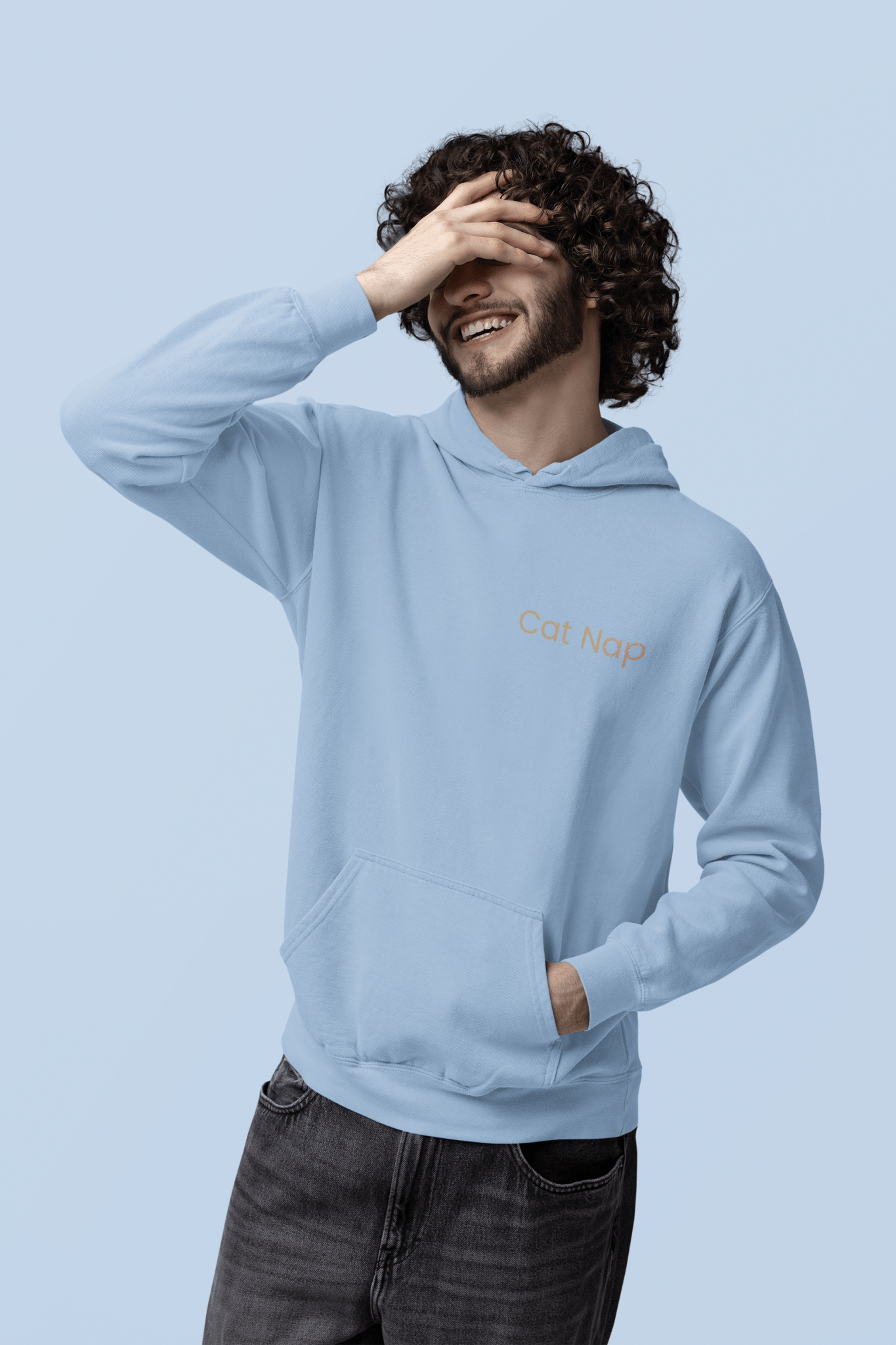 Comfortable Unisex Pigment - Dyed Hoodie with "Cat Nap" Embroidery - Chic Kitty